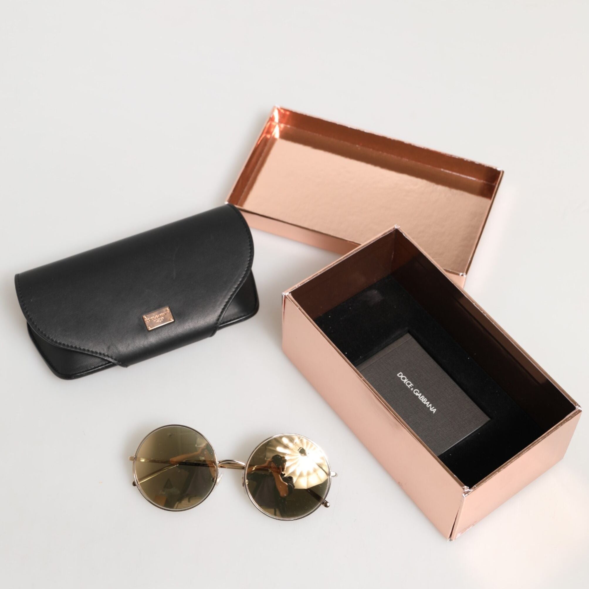 Dolce & Gabbana Gold Metal Round Shades Eyewear Sunglasses