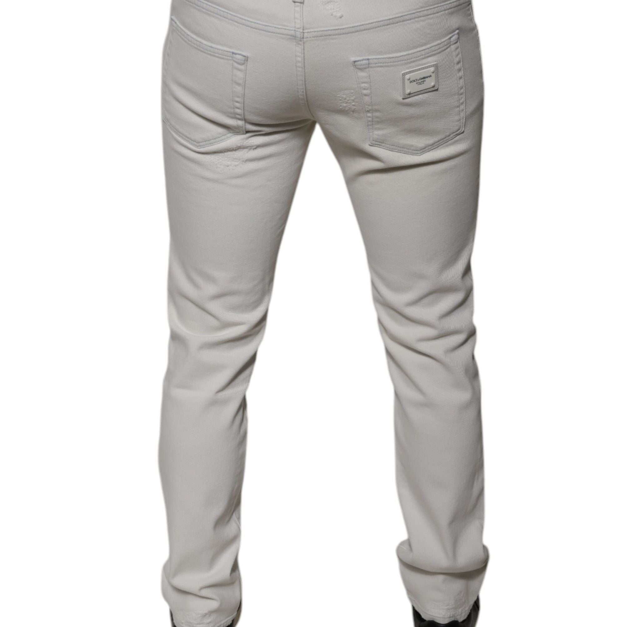Dolce & Gabbana White Cotton Stretch Skinny Men Denim Jeans