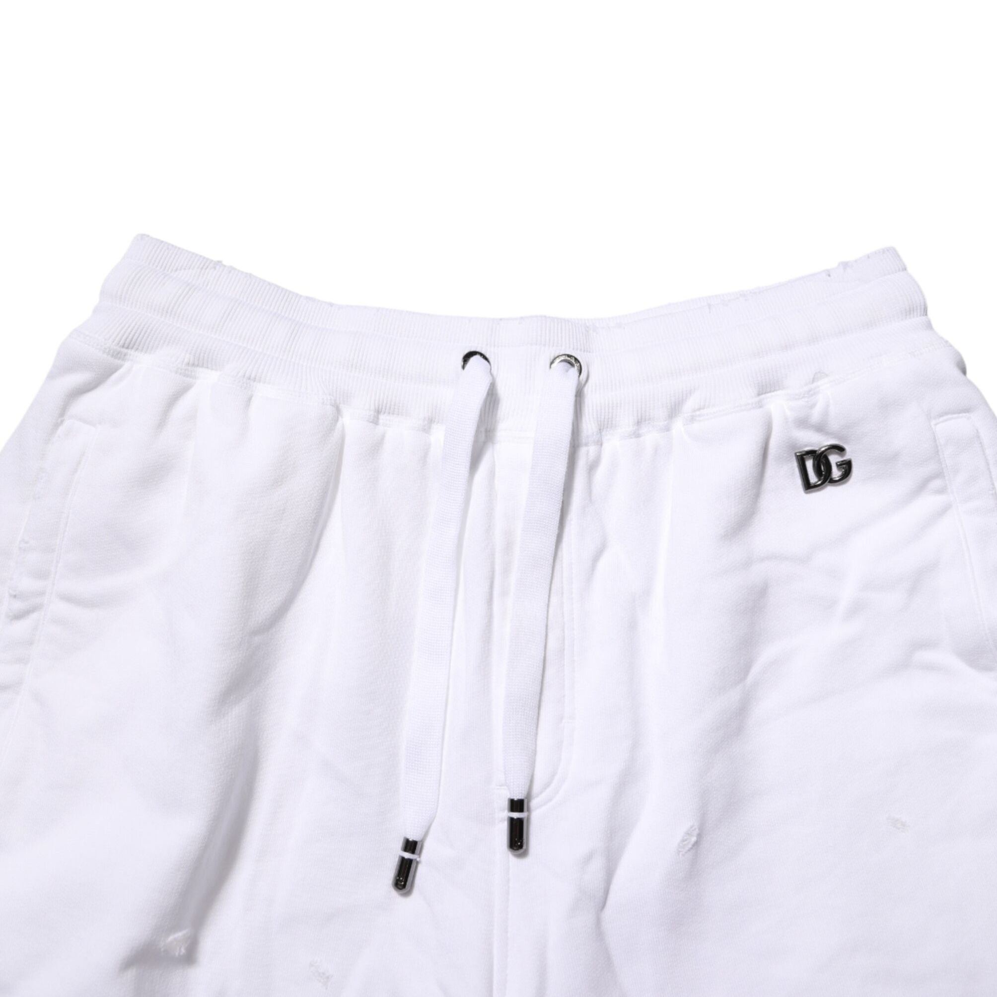 Dolce & Gabbana White Distressed Cotton Men Bermuda Shorts