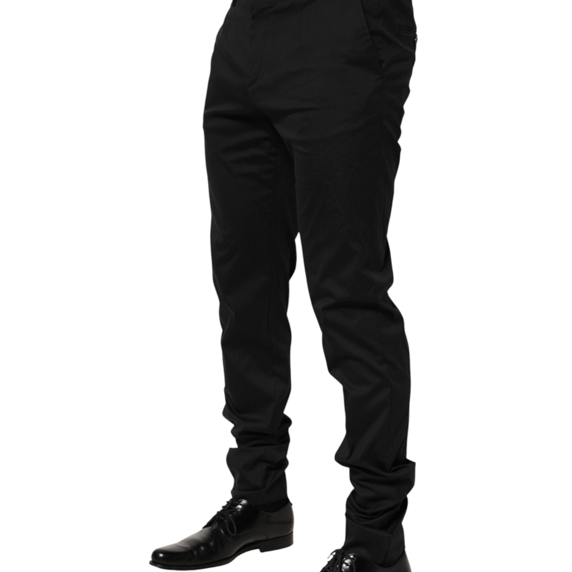 Dolce & Gabbana Black Cotton Formal Dress Men Trouser Pants