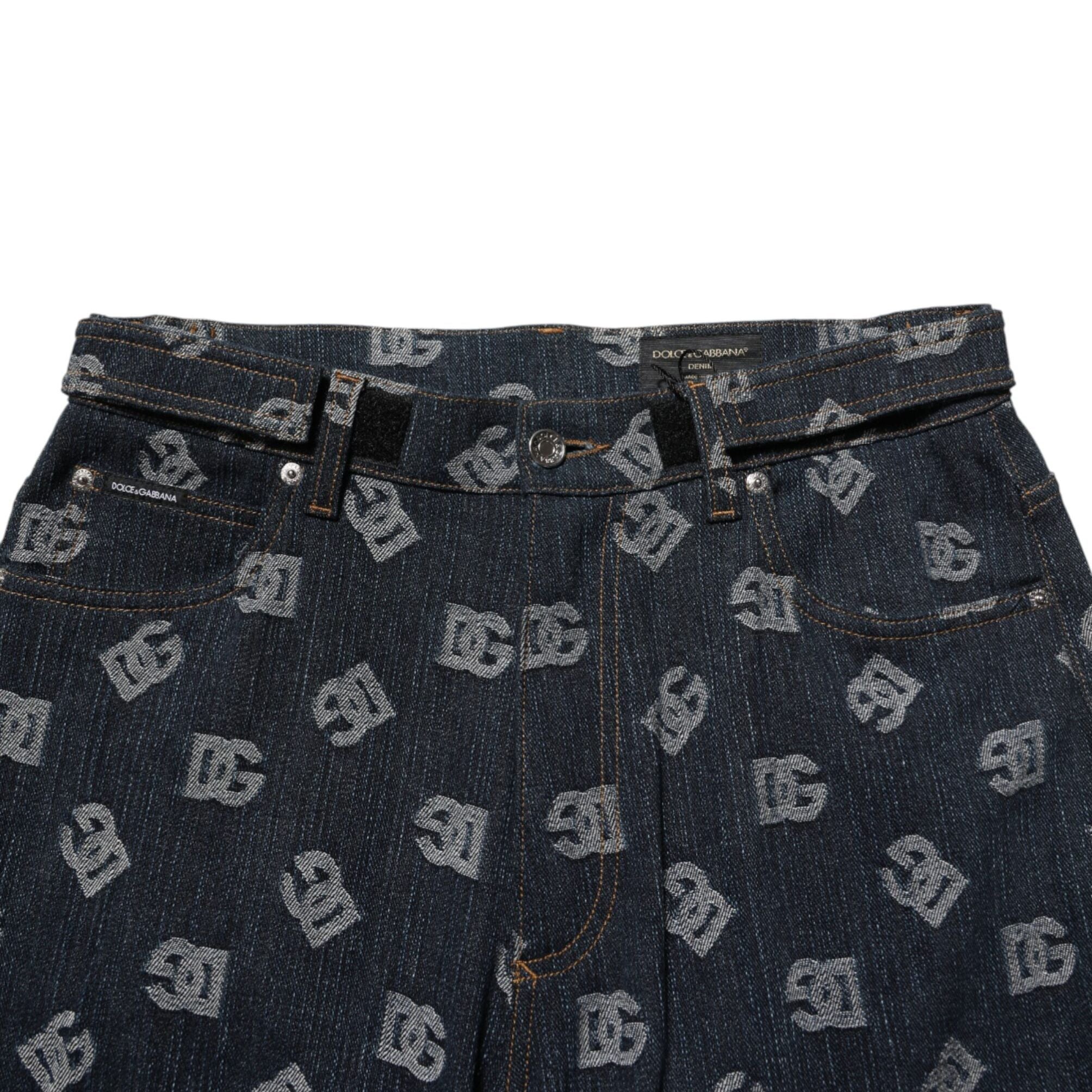 Dolce & Gabbana Blue Logo Print Straight Denim Men Jeans