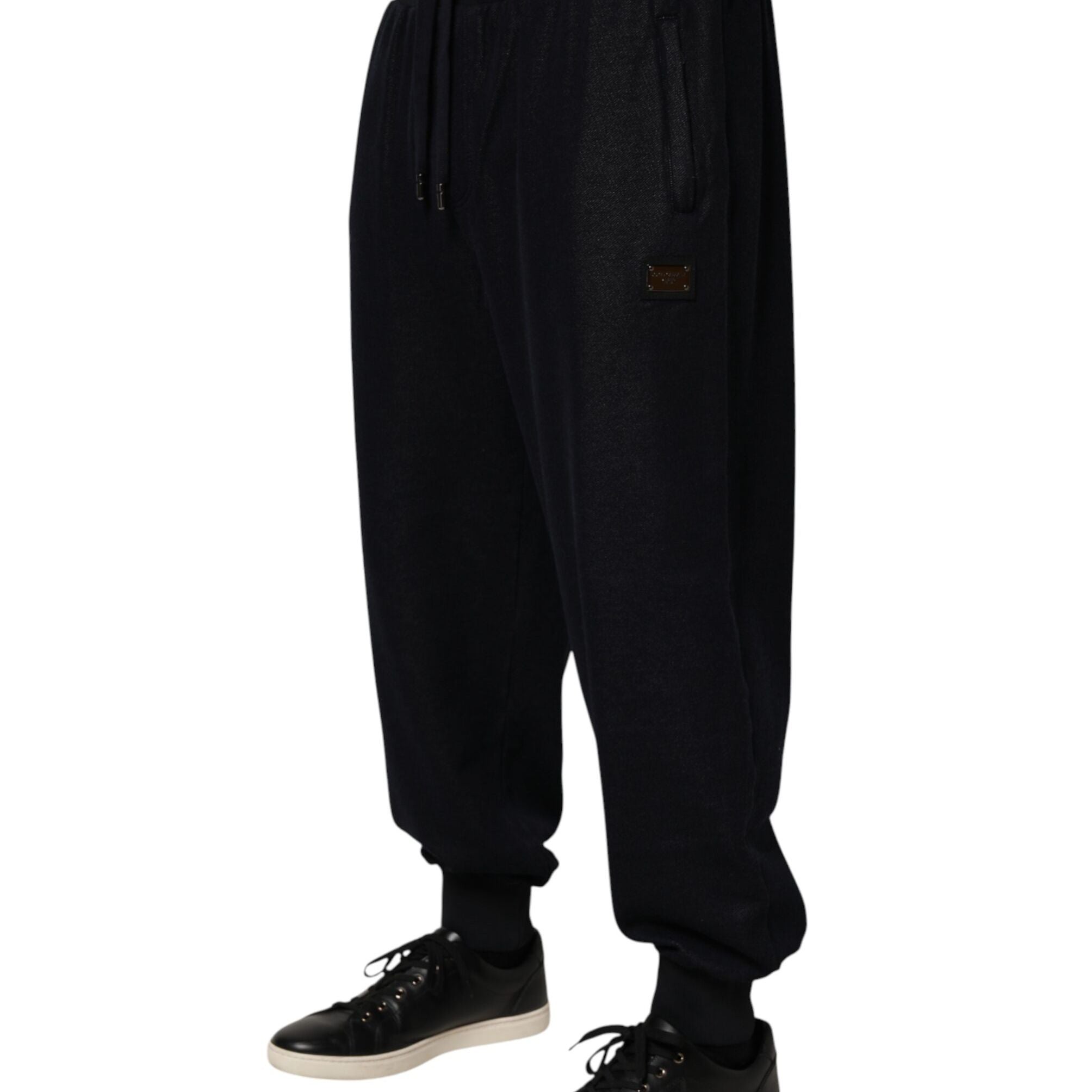 Dolce & Gabbana Black Cotton Blend Drawstring Jogger Jogger Pants