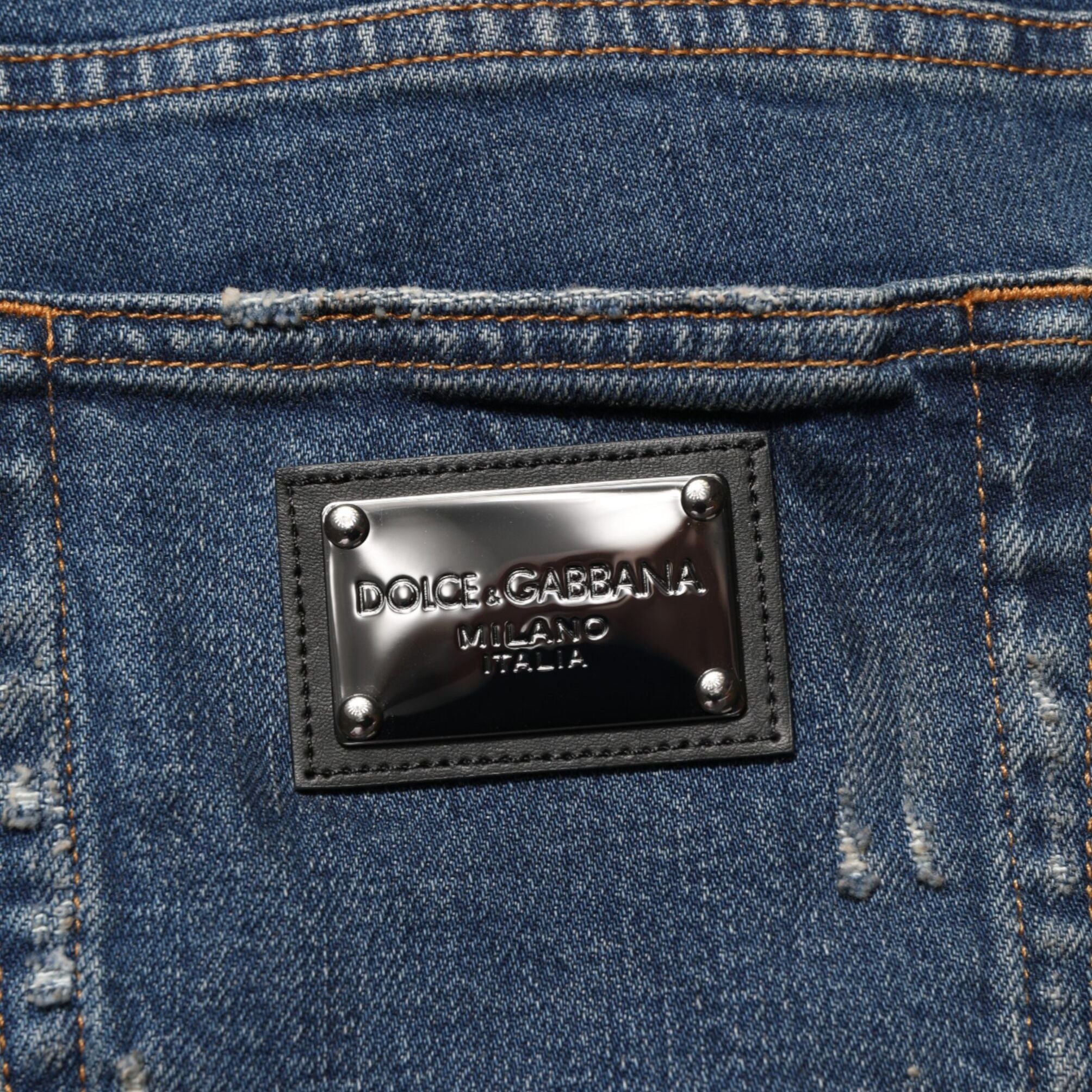 Dolce & Gabbana Blue Tattered Cotton Skinny Men Denim Jeans