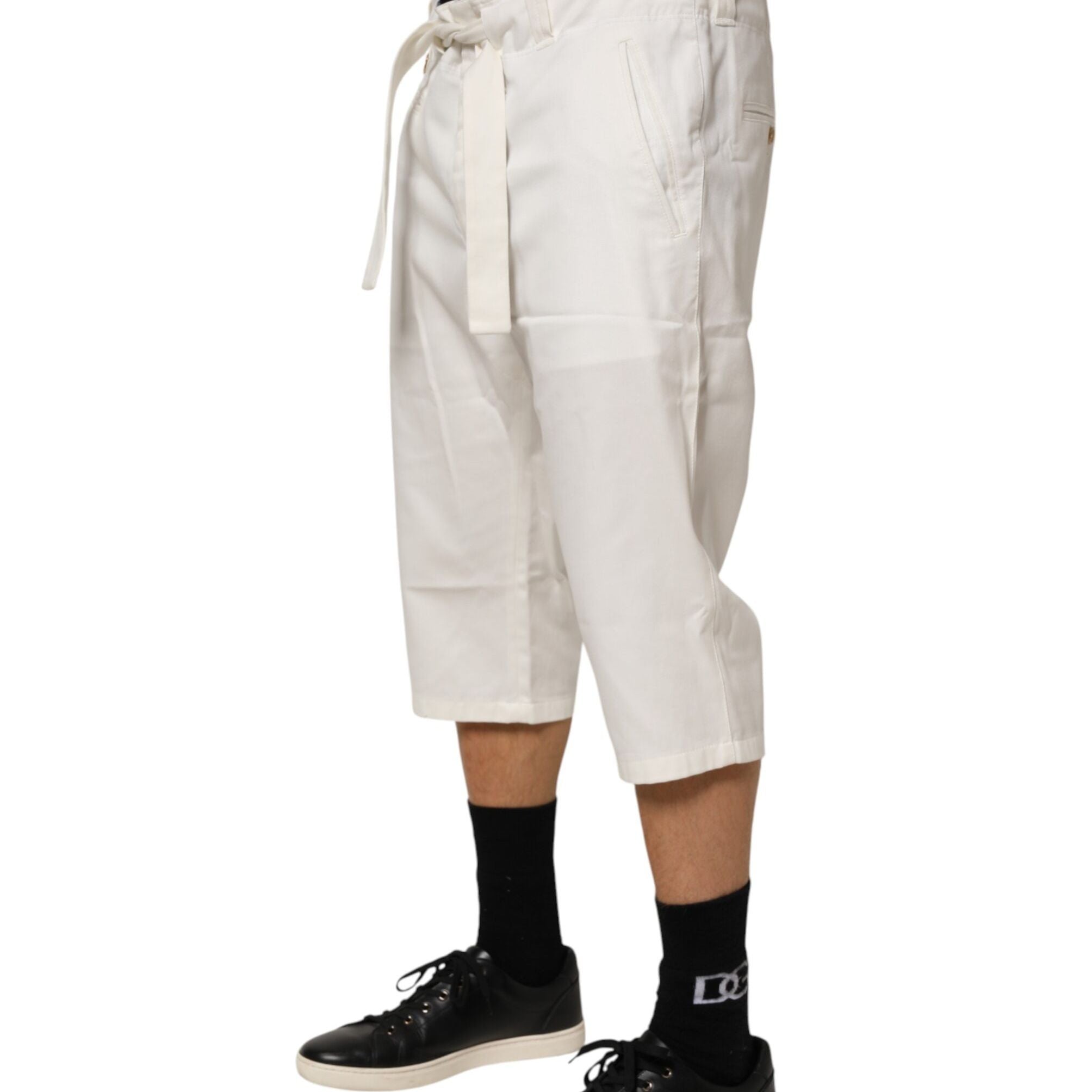 Dolce & Gabbana White Cotton Stretch Cropped Trouser Pants