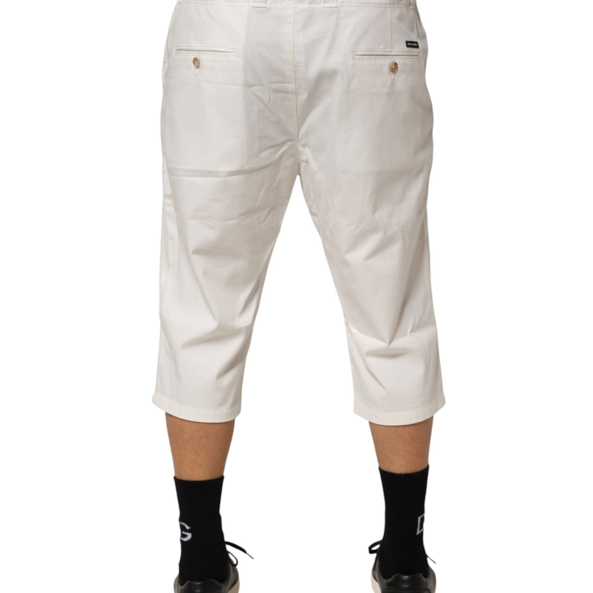Dolce & Gabbana White Cotton Stretch Cropped Trouser Pants