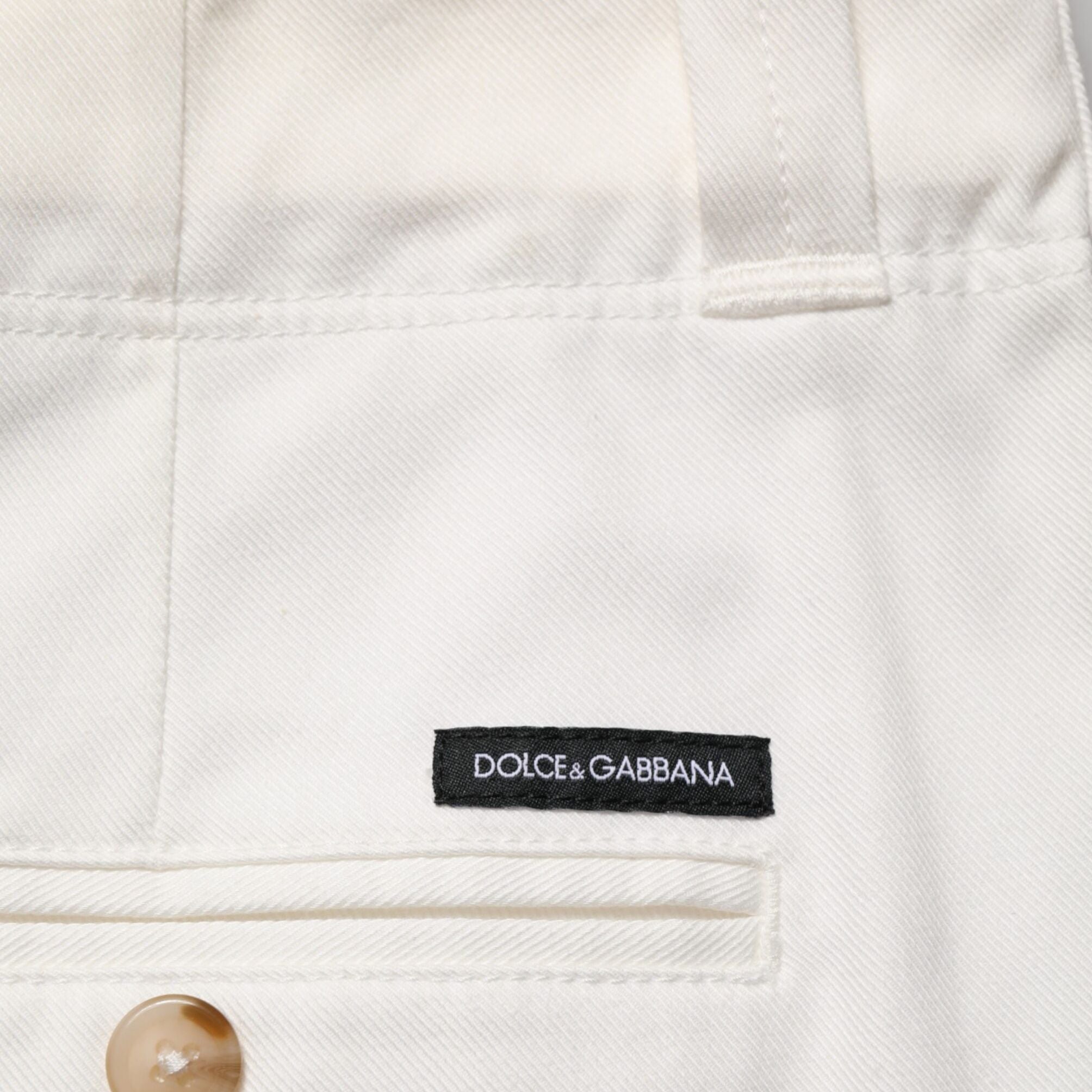 Dolce & Gabbana White Cotton Stretch Cropped Trouser Pants