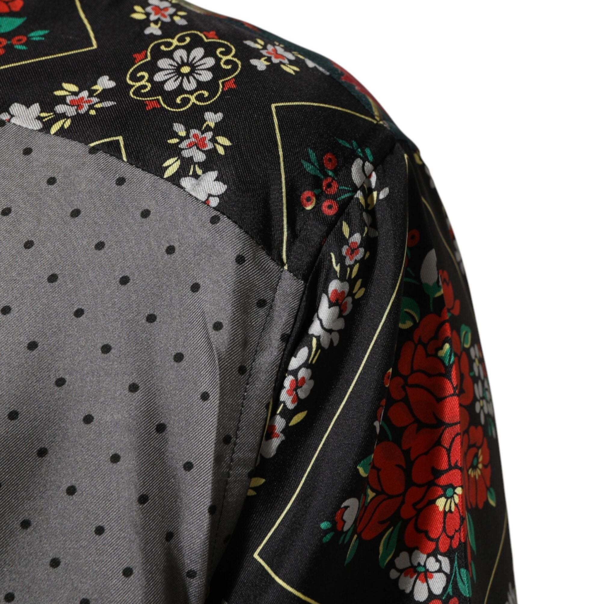 Dolce & Gabbana Multicolor Patchwork Long Sleeves Silk Shirt