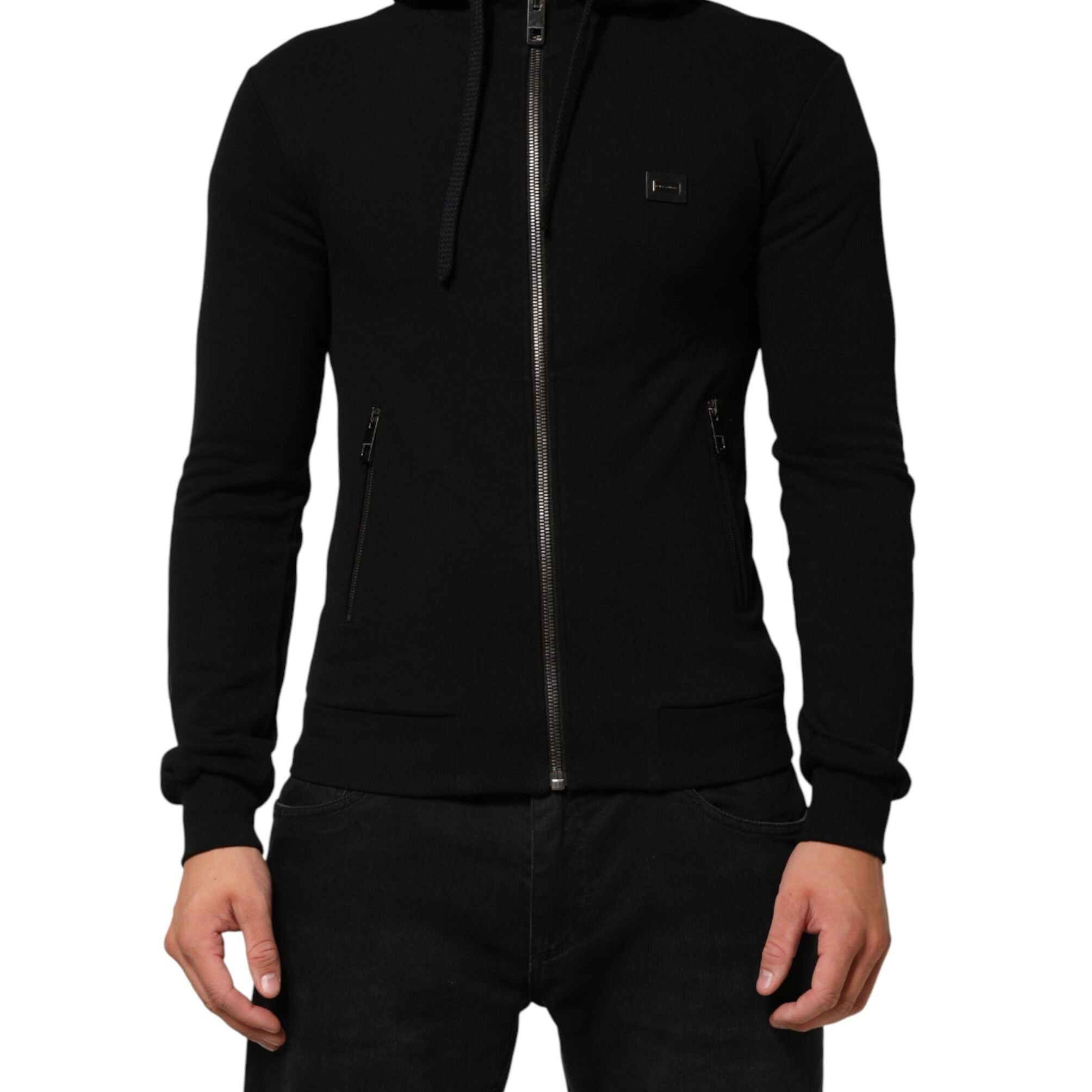 Dolce & Gabbana Sweater Black Cotton Hooded Men Sweatshirt Sweater