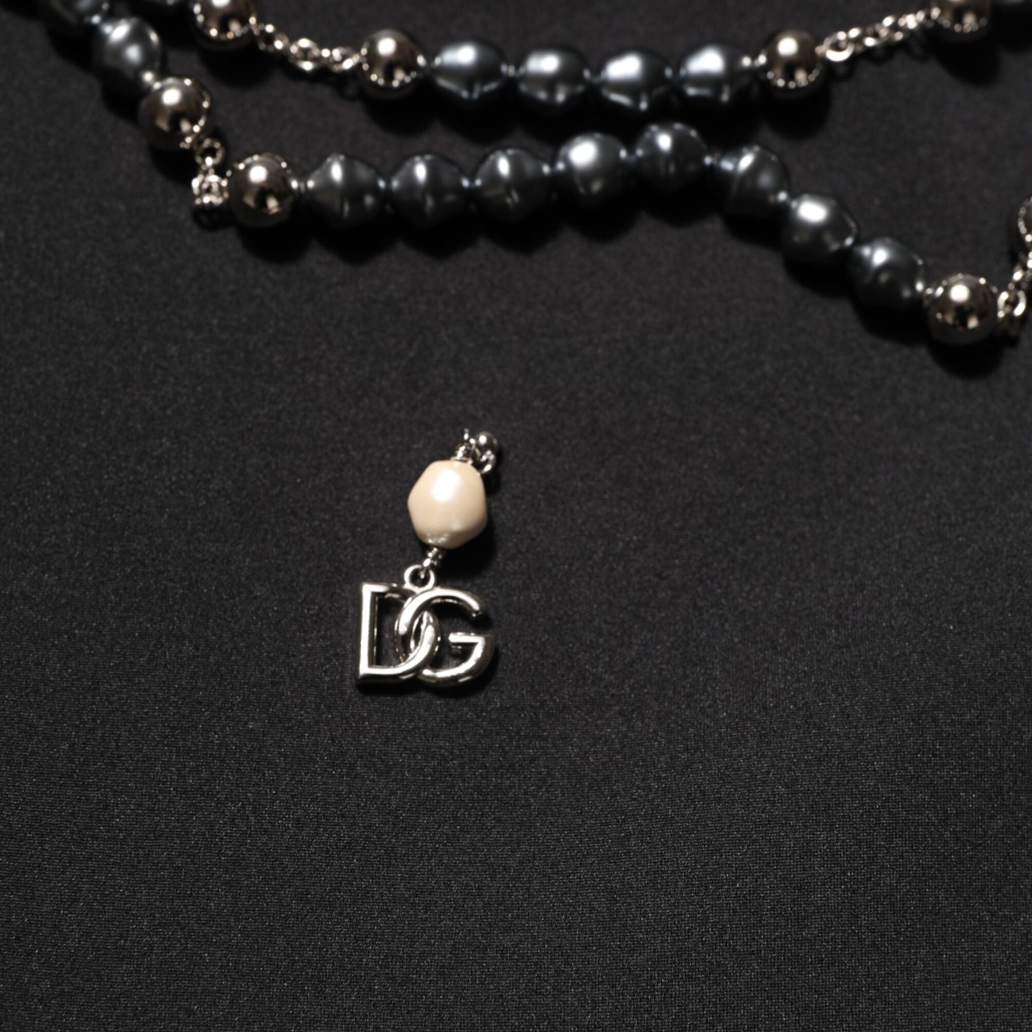 Dolce & Gabbana Black Polyester Necklace Embellished T-shirt