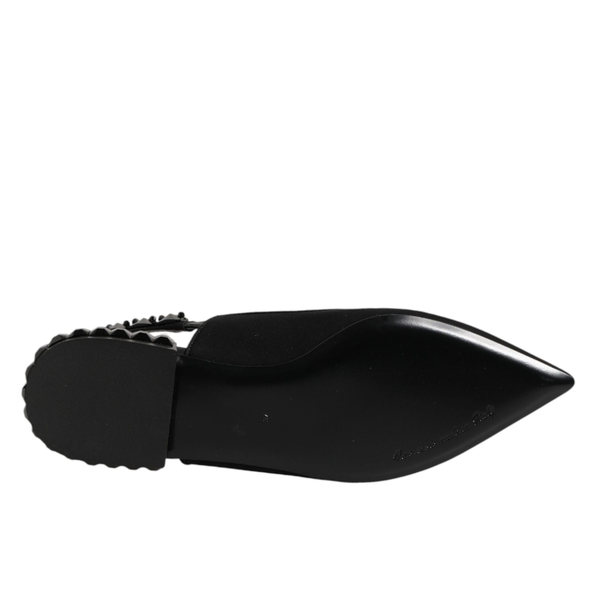 Dolce & Gabbana Black Crystal Charmeuse Slingback Shoes