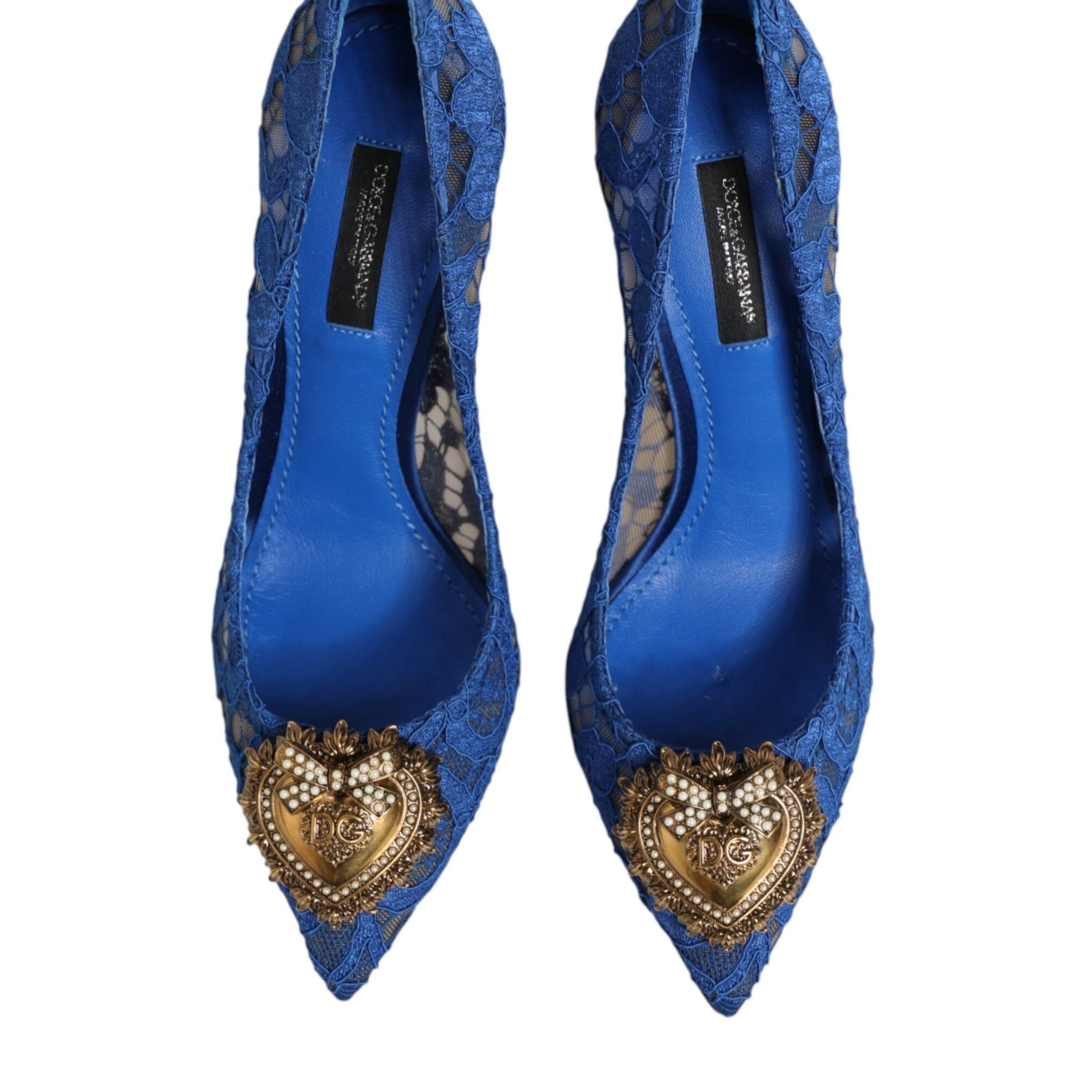 Dolce & Gabbana Blue Taormina Lace DEVOTION Pumps Shoes \