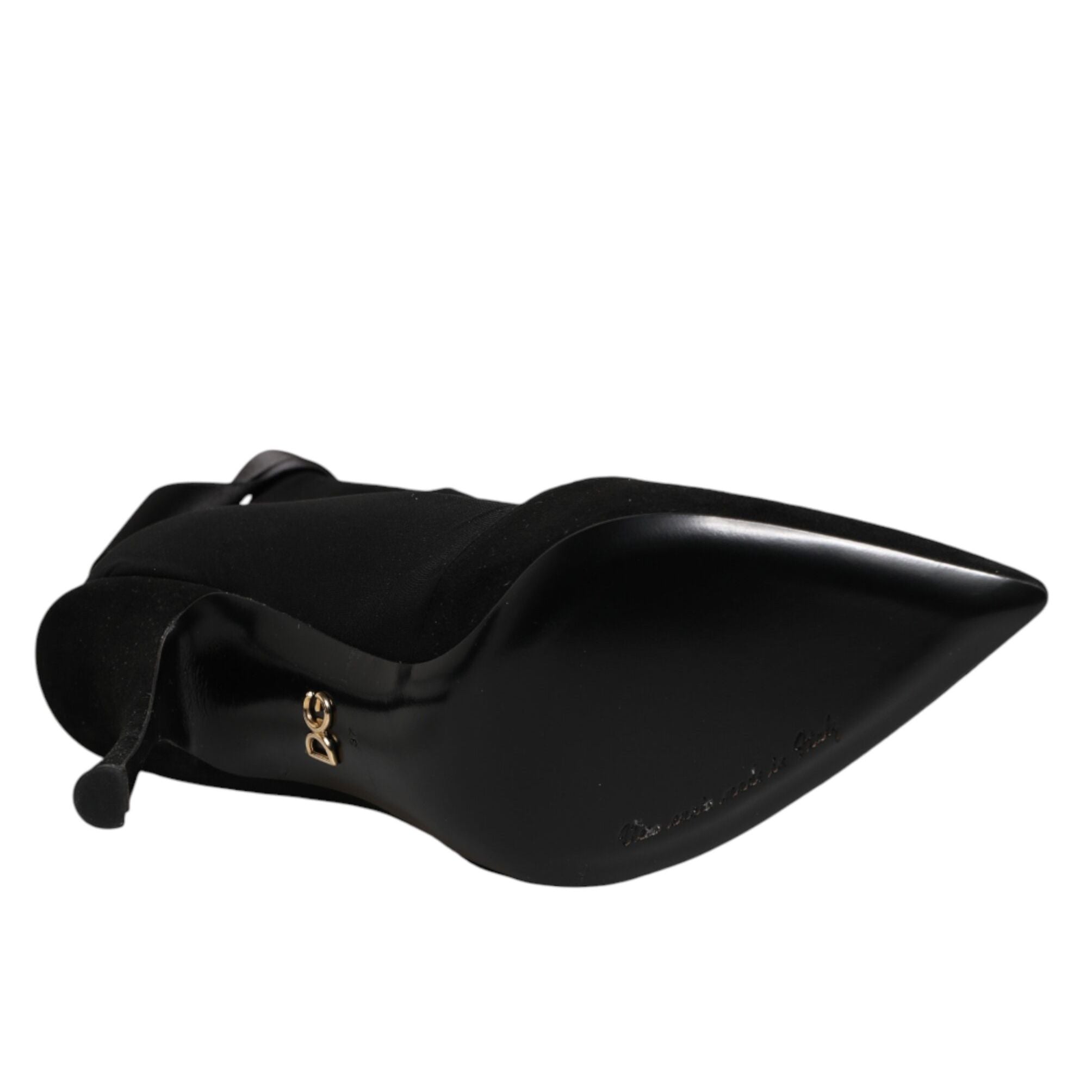 Dolce & Gabbana Black Stiletto Heels Lace Up Boots Shoes
