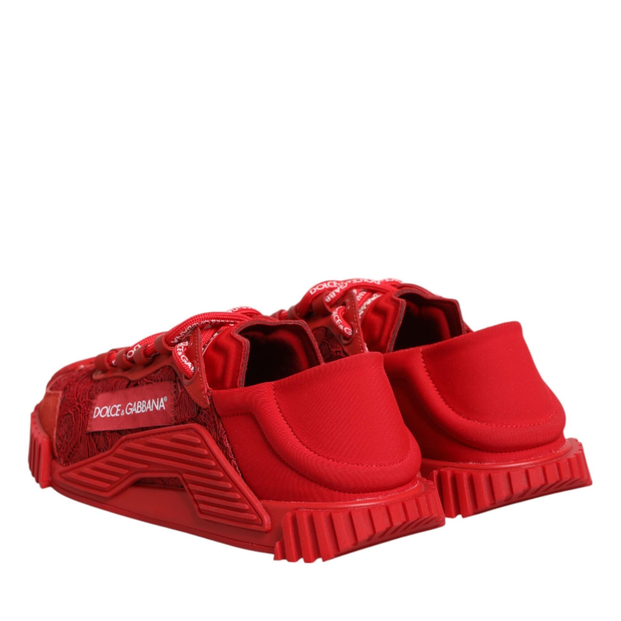 Dolce & Gabbana Red Logo Lace Low Top NS1 Sneakers Shoes