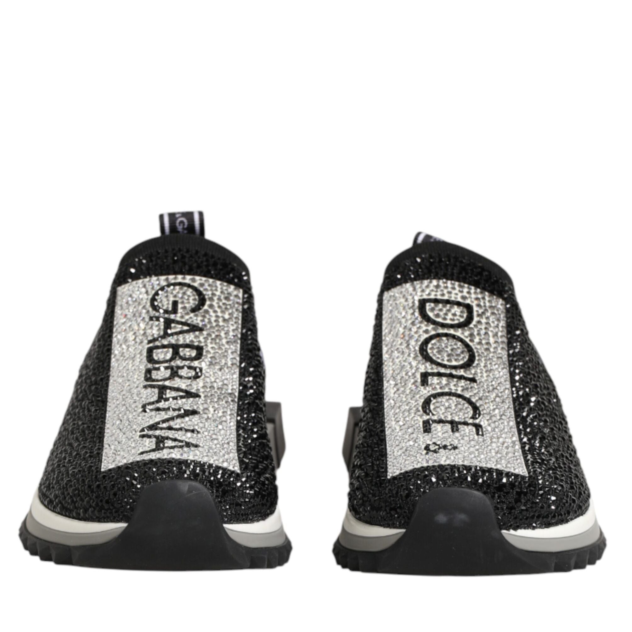 Dolce & Gabbana Black Silver Slip On Sorrento Sneakers Shoes