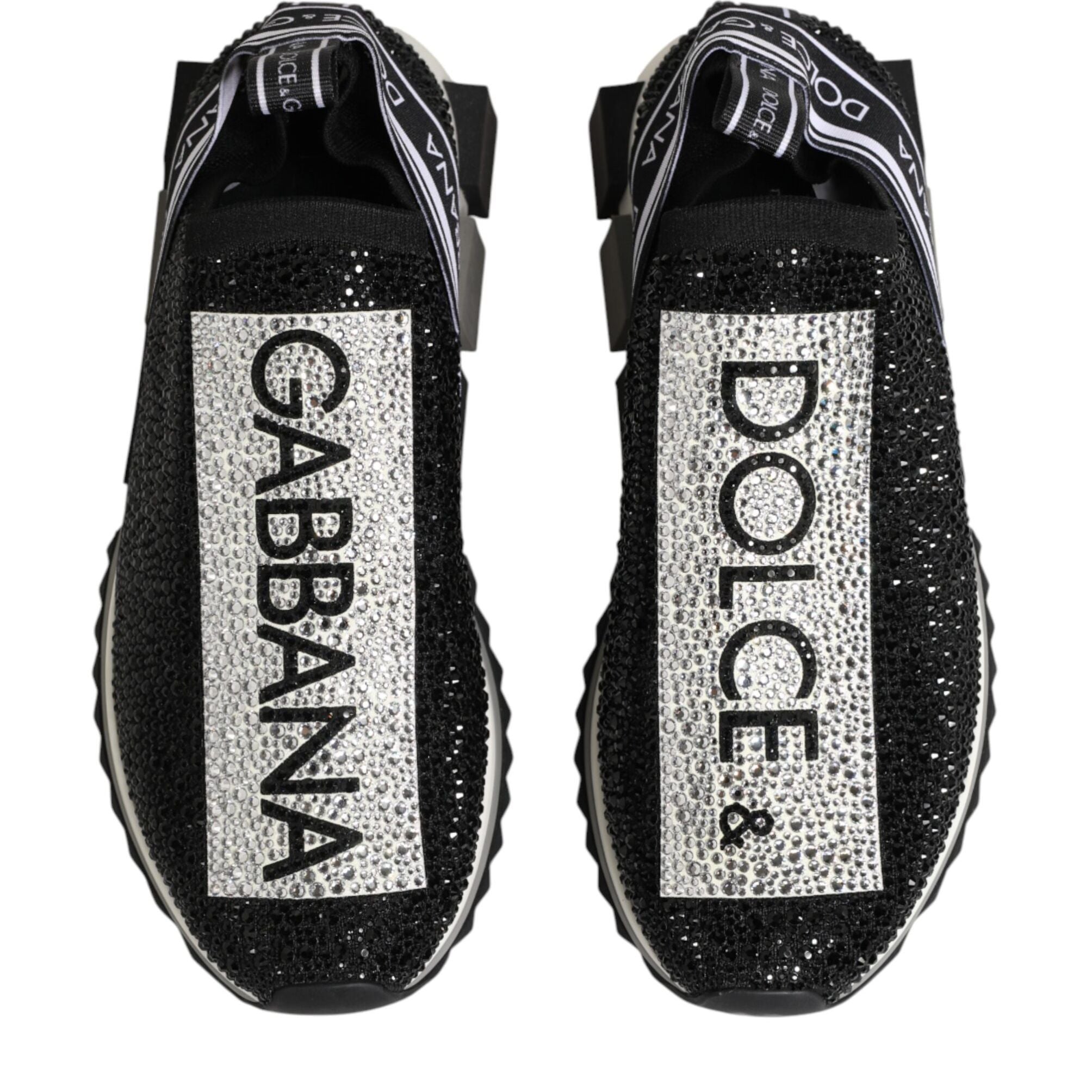 Dolce & Gabbana Black Silver Slip On Sorrento Sneakers Shoes