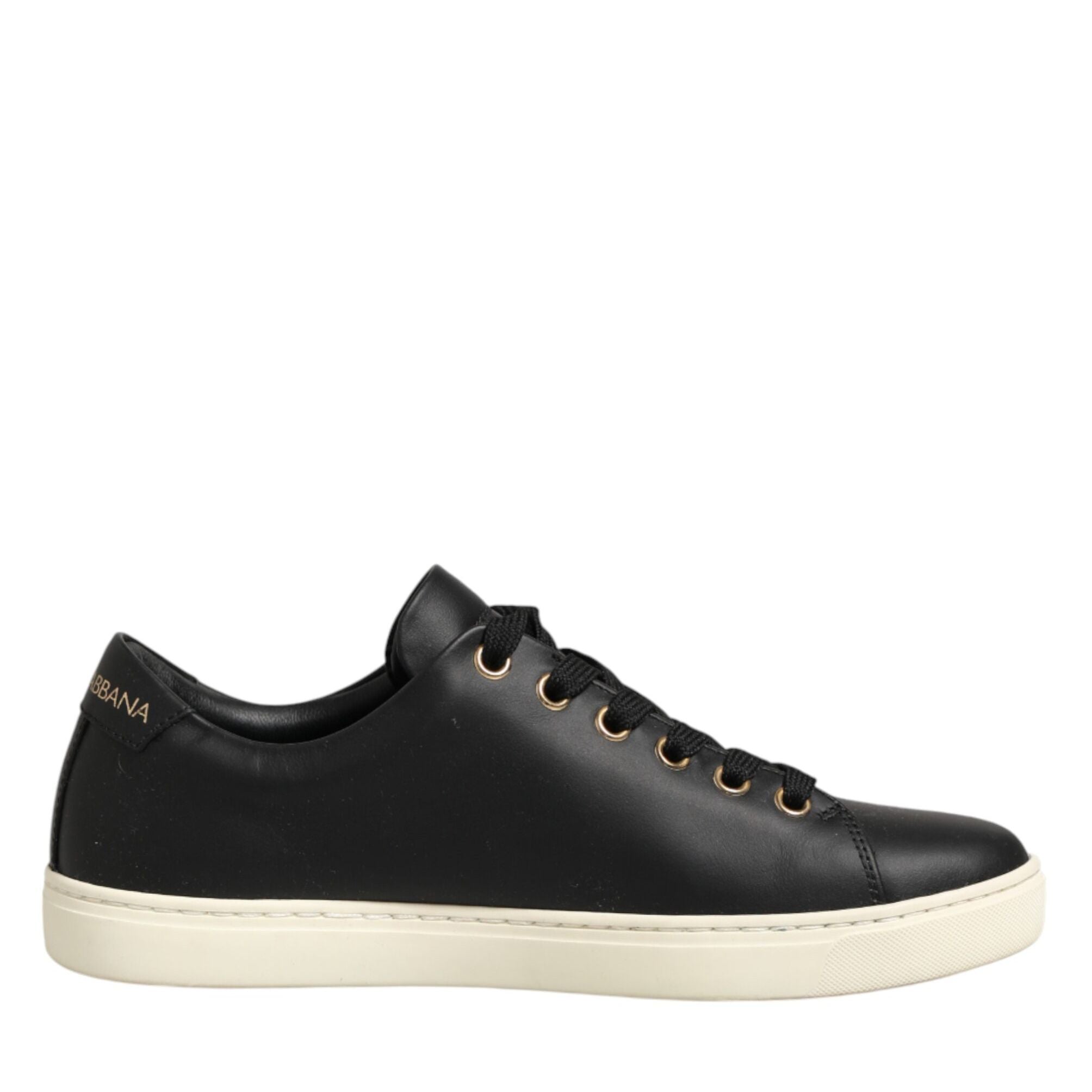Dolce & Gabbana Black Leather Sacred Heart Sneakers Shoes