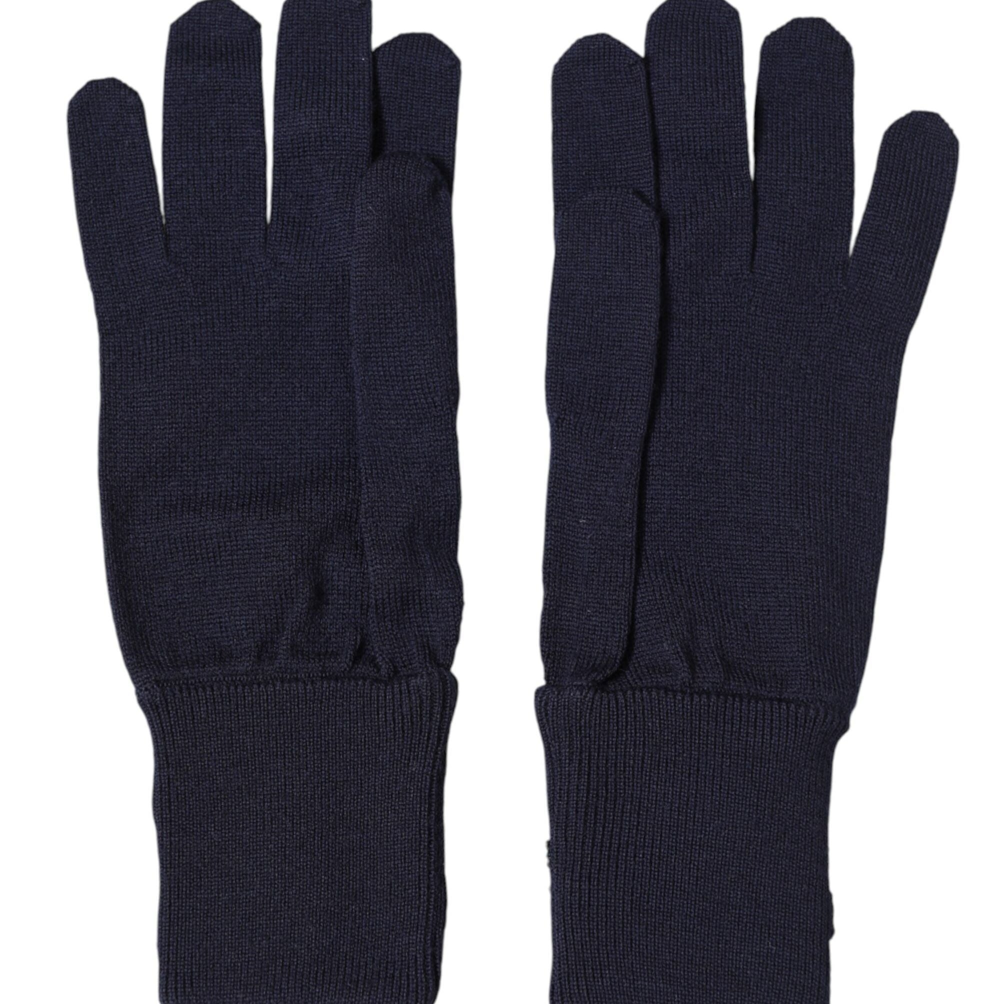 Dolce & Gabbana Blue Wool Knit #DGLovesLondon Embroidered Mitten Gloves