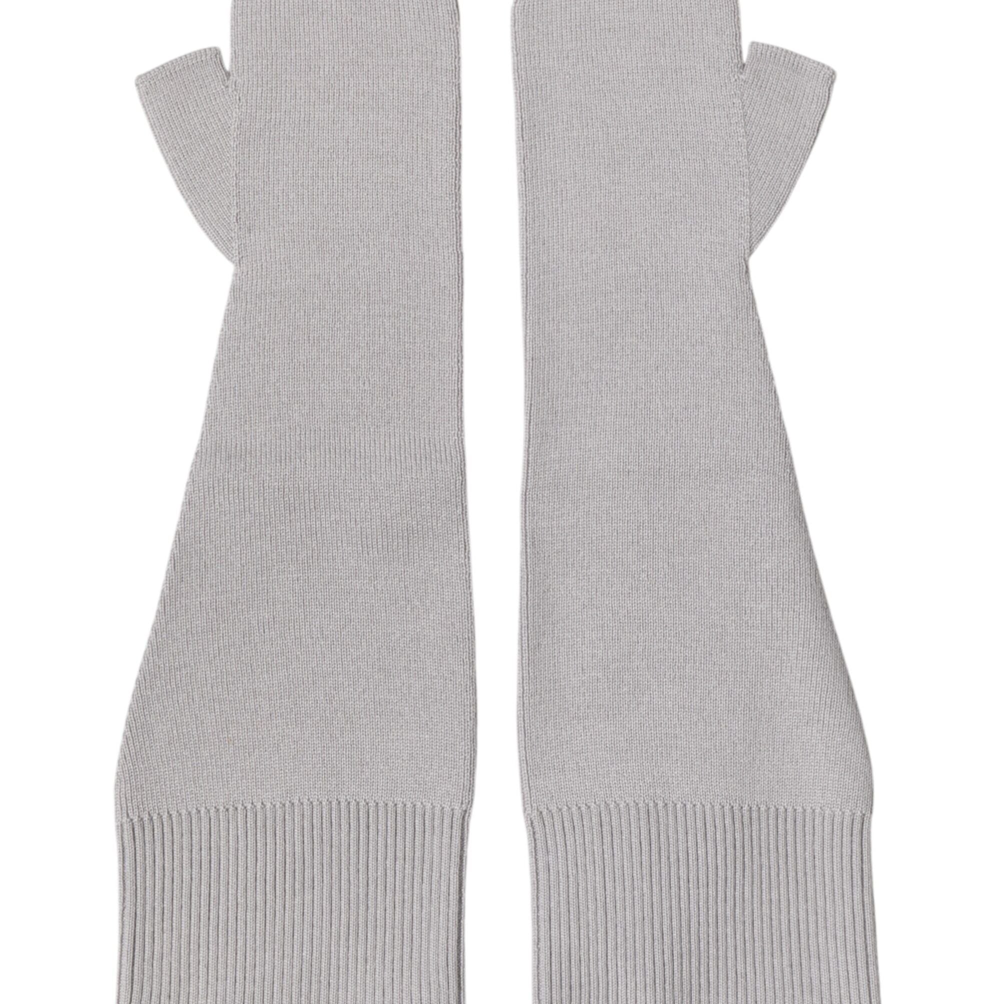 Dolce & Gabbana Gray Virgin Wool Knitted Fingerless Men Gloves