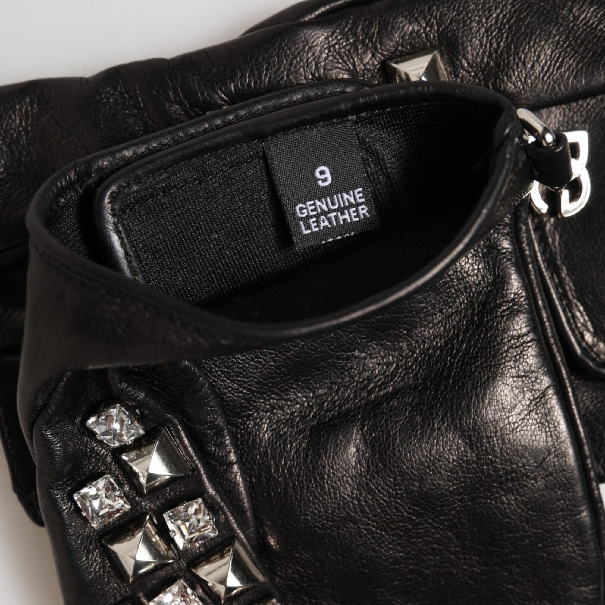 Dolce & Gabbana Black Leather Studded Fingerless Hand Mitten Men Gloves