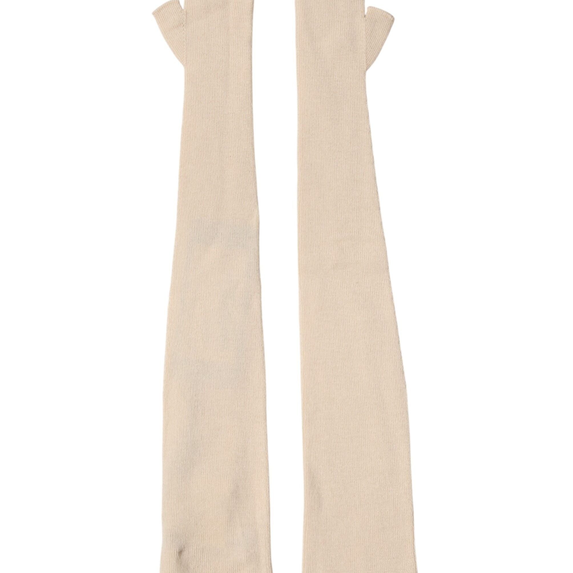 Dolce & Gabbana Beige Wool Fingerless Elbow Length Women Gloves