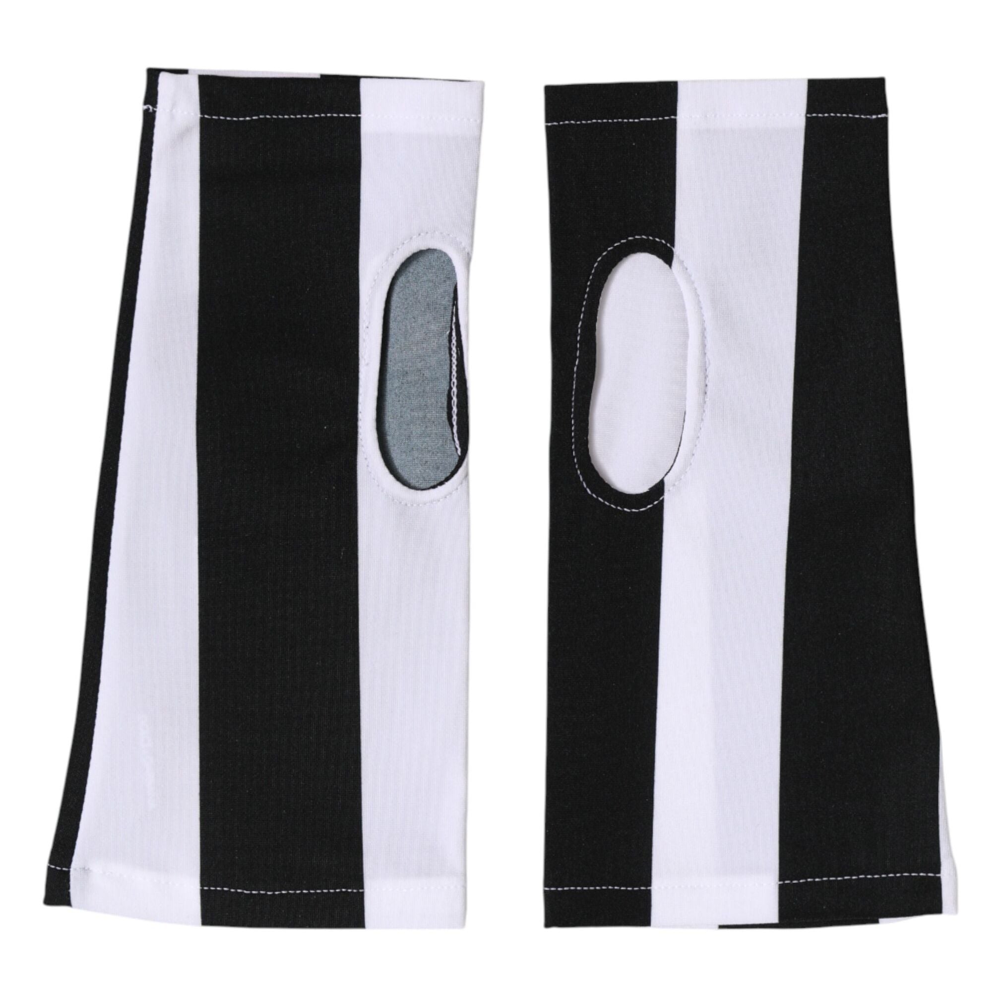 Dolce & Gabbana Black White Nylon Fingerless Wrist Length Gloves