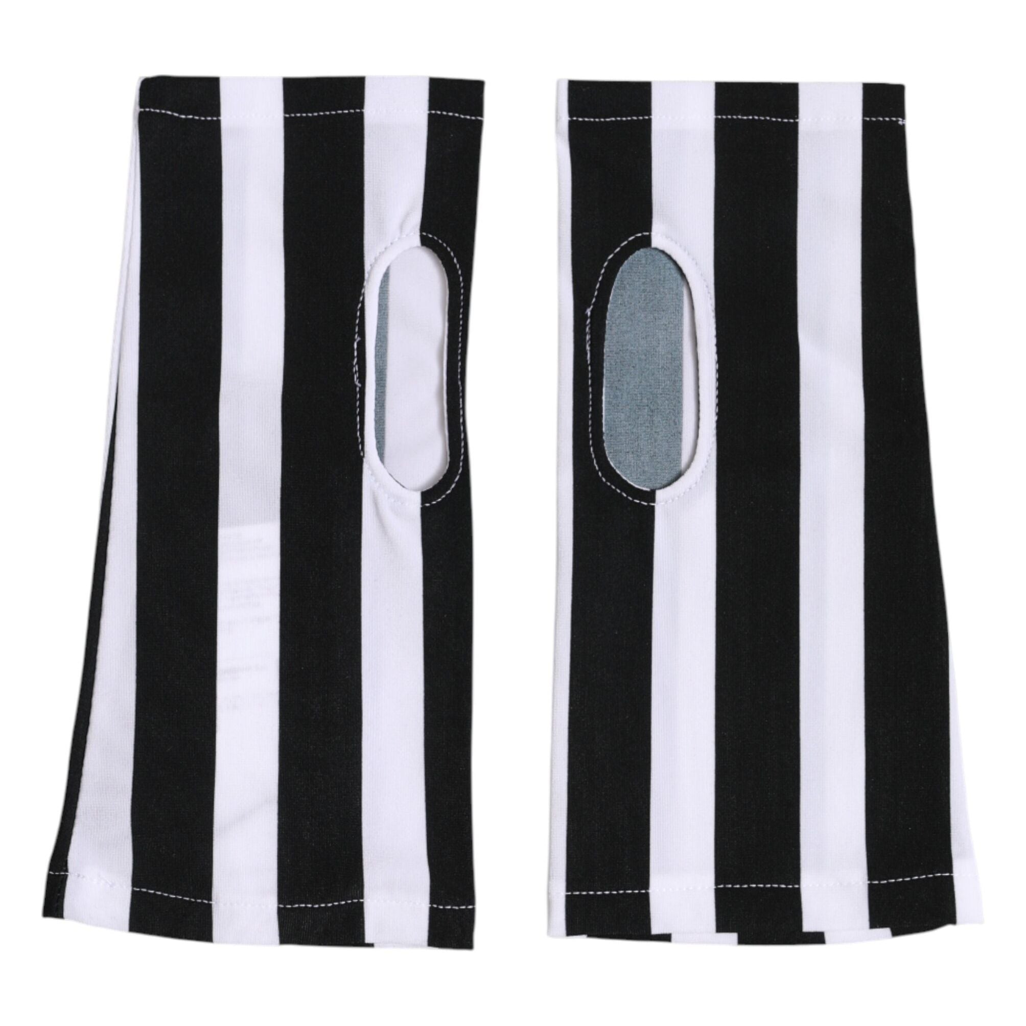 Dolce & Gabbana Black White Nylon Fingerless Wrist Length Gloves