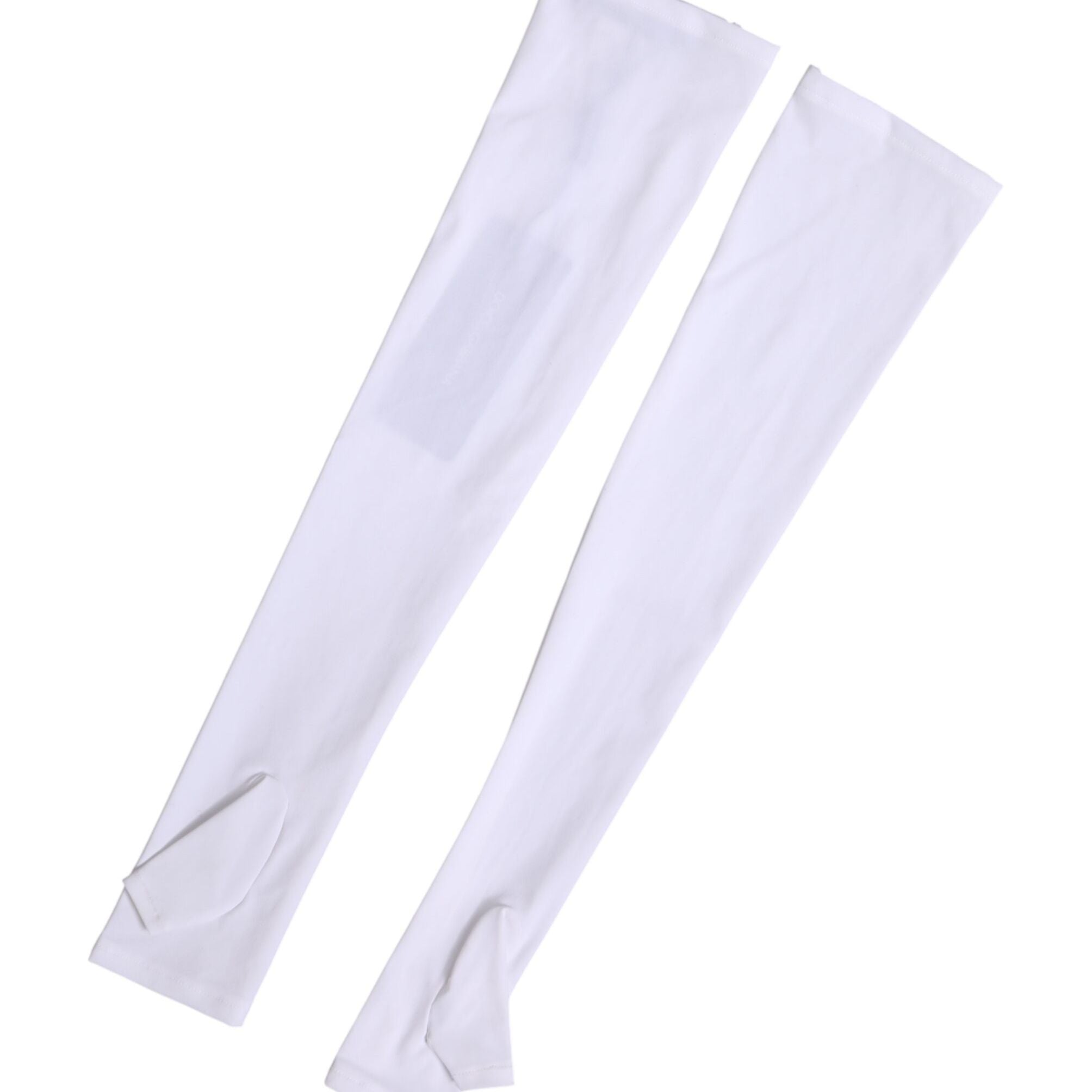 Dolce & Gabbana White Nylon Fingerless Elbow Length Mitten Gloves