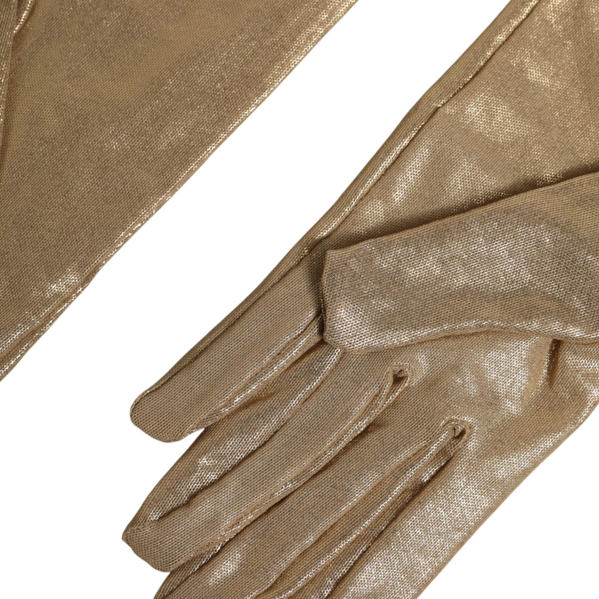 Dolce & Gabbana Beige Nylon Long Elbow Length Mitten Gloves