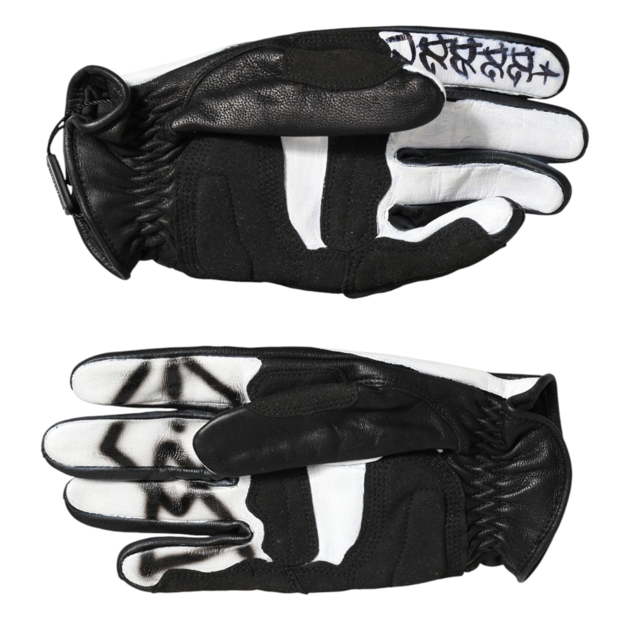 Dolce & Gabbana Gloves Black White Crystal Wrist Length Mitten  Gloves
