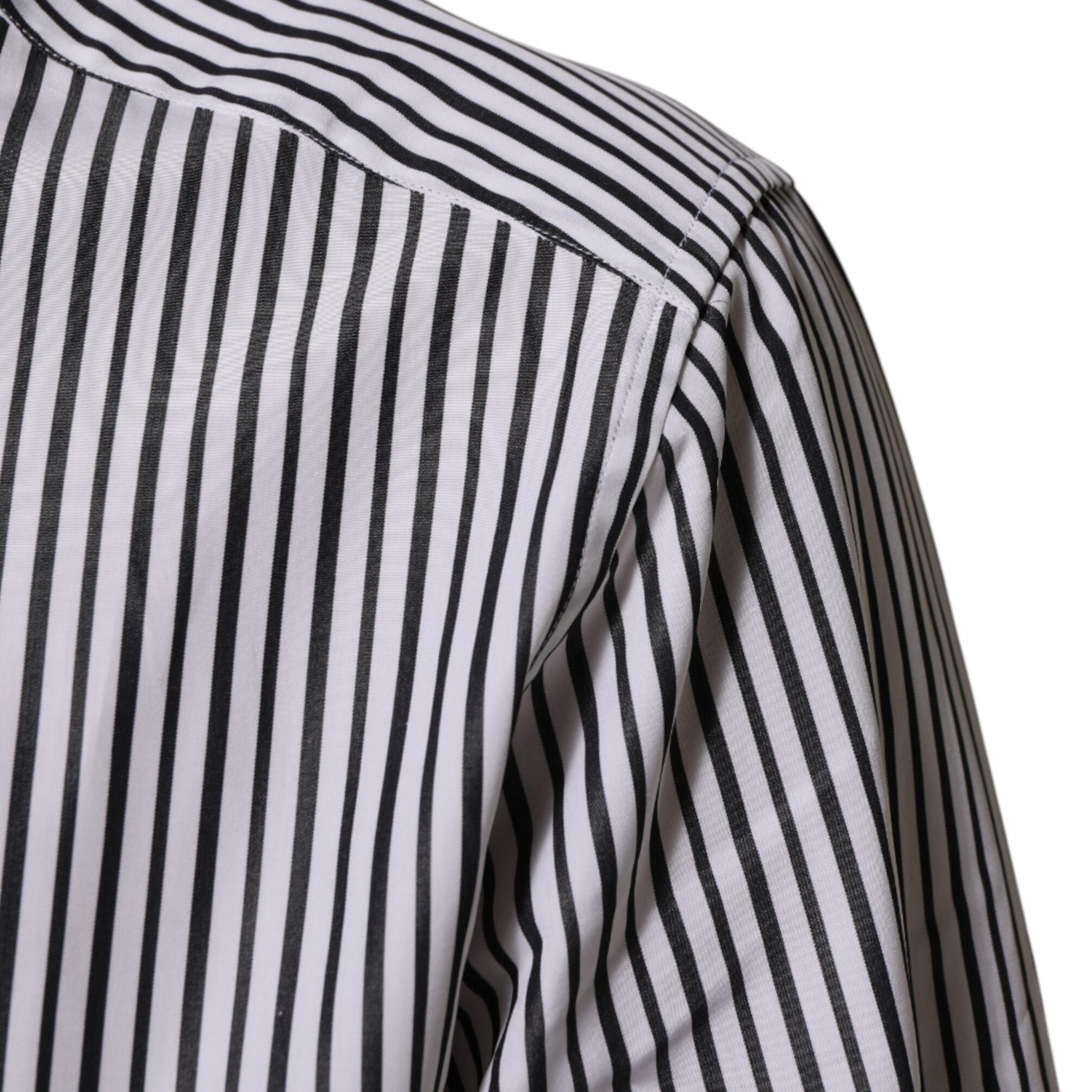 Dolce & Gabbana Black White Stripes Men GOLD Dress Shirt