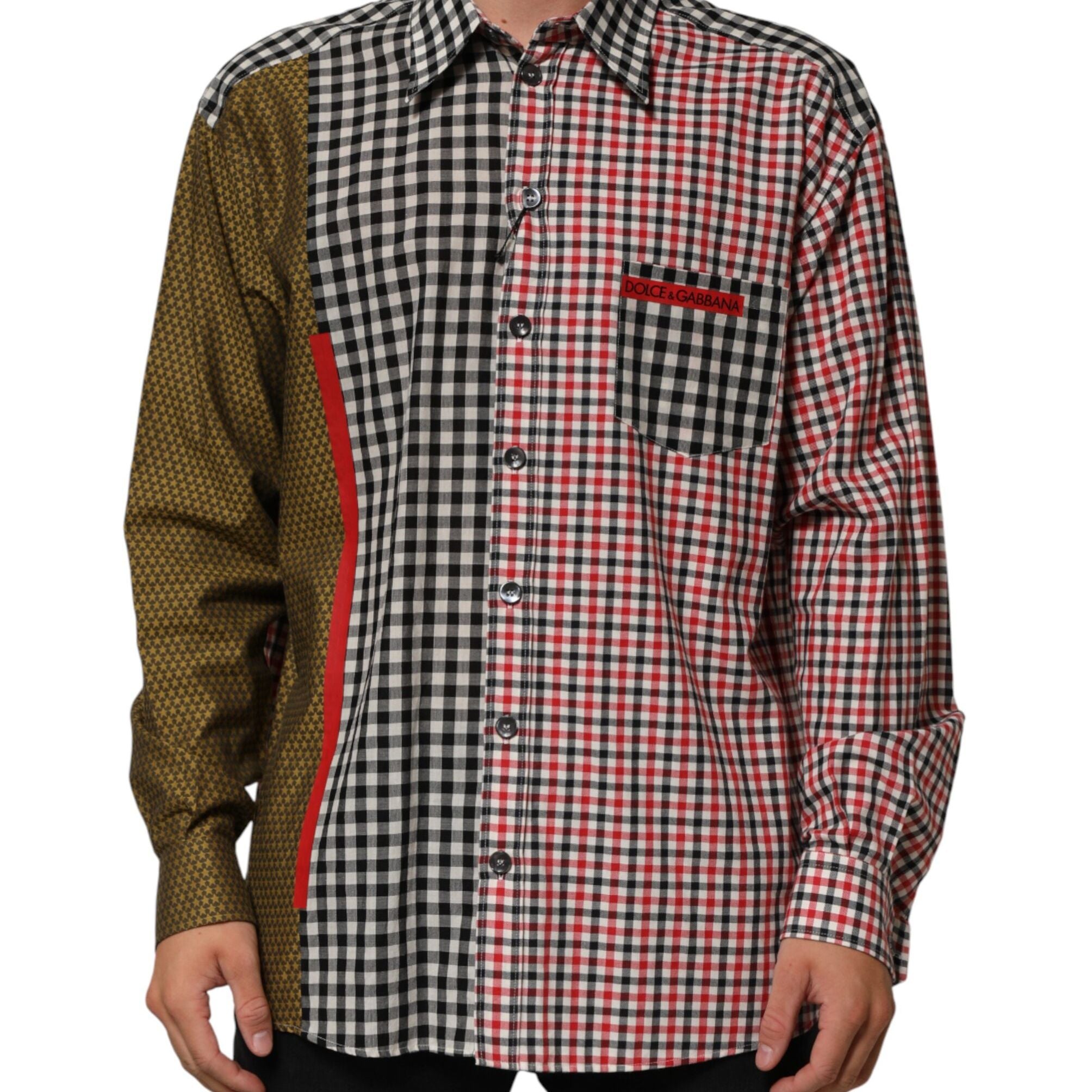 Dolce & Gabbana Multicolor Cotton Collared Checkered Shirt