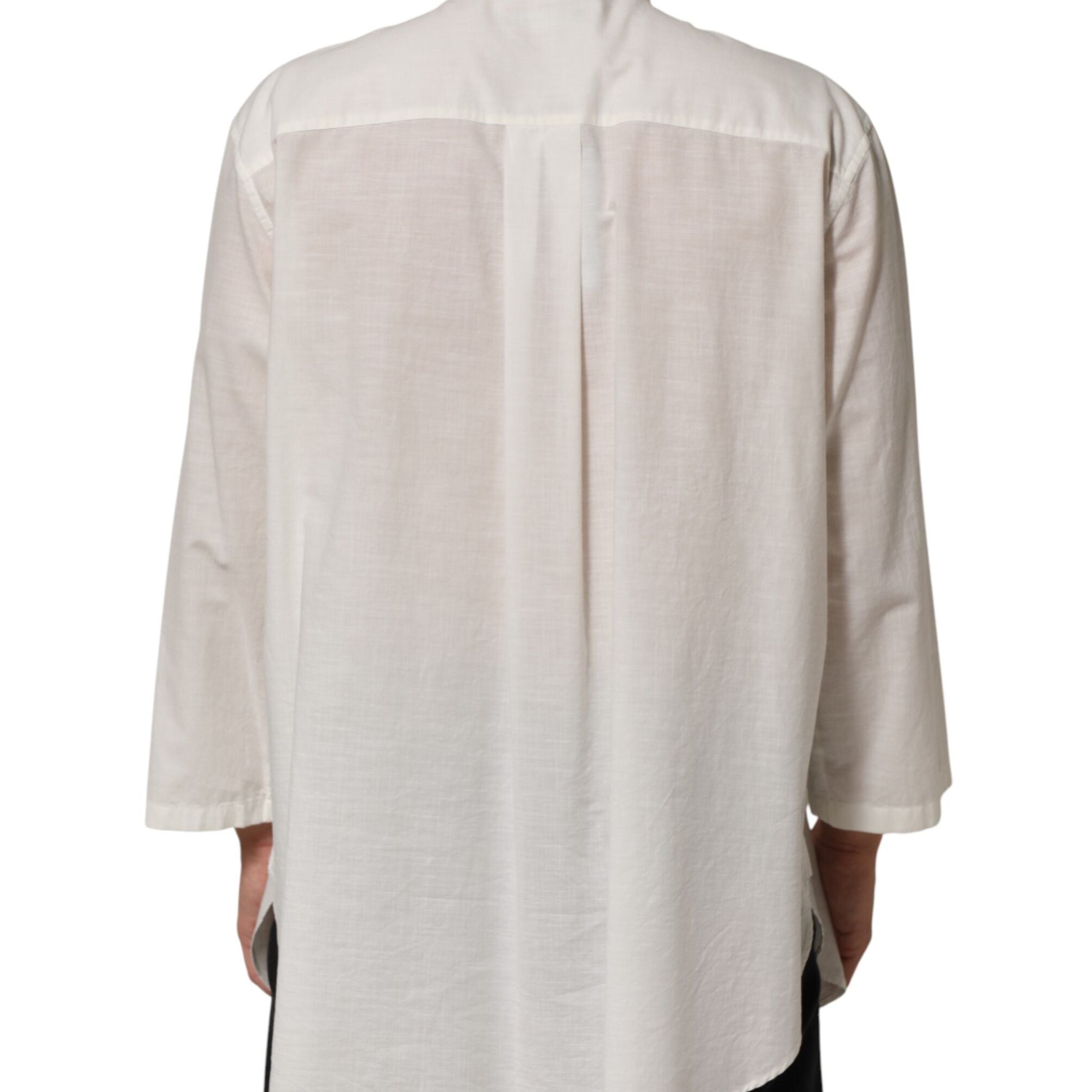 Dolce & Gabbana White Cotton Floral Print Button Down Shirt