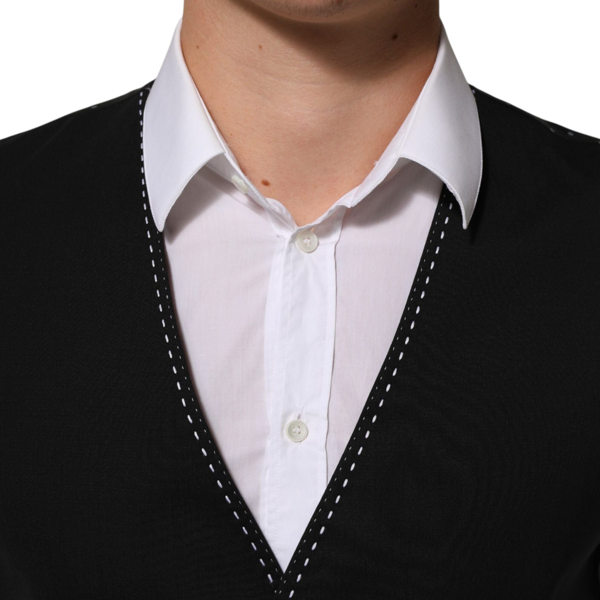 Dolce & Gabbana Black Wool Dress Formal Men Waistcoat Vest