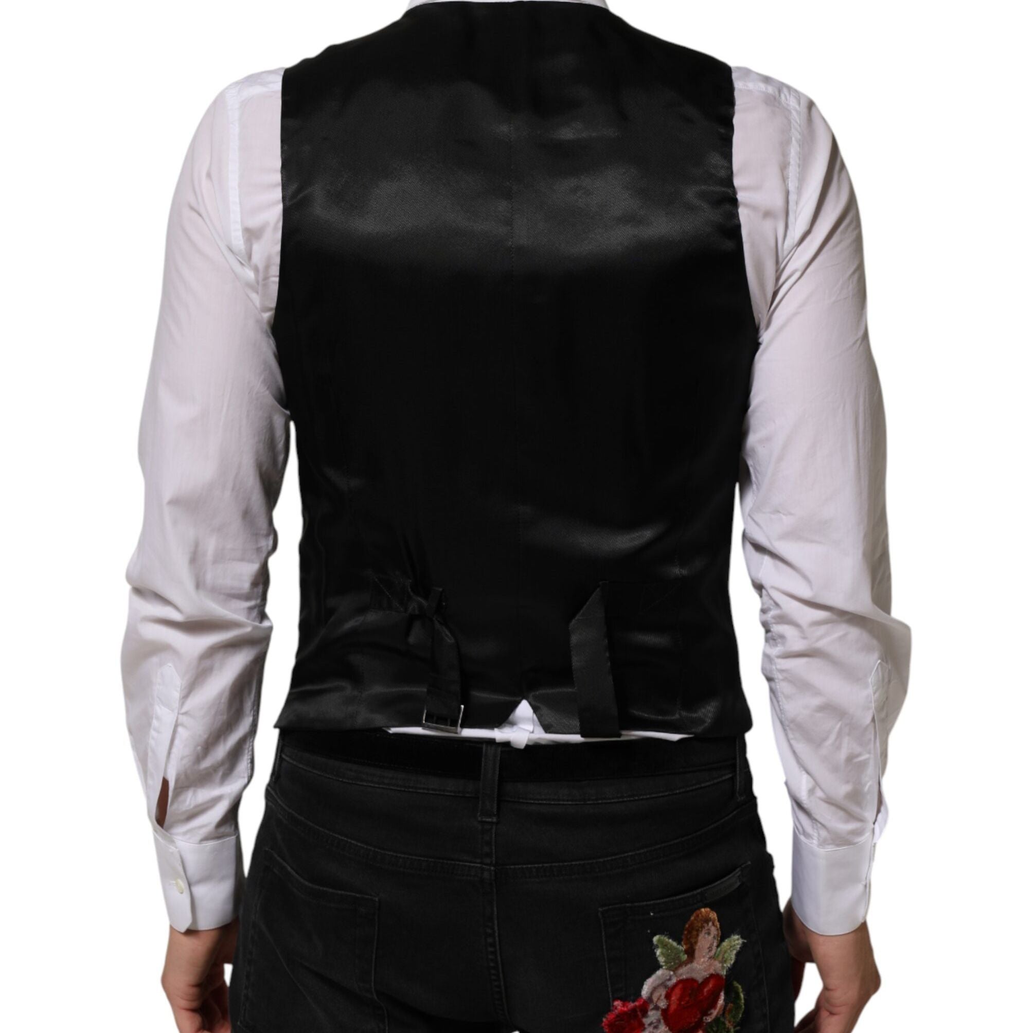 Dolce & Gabbana Black Polyester Dress Formal Waistcoat Vest