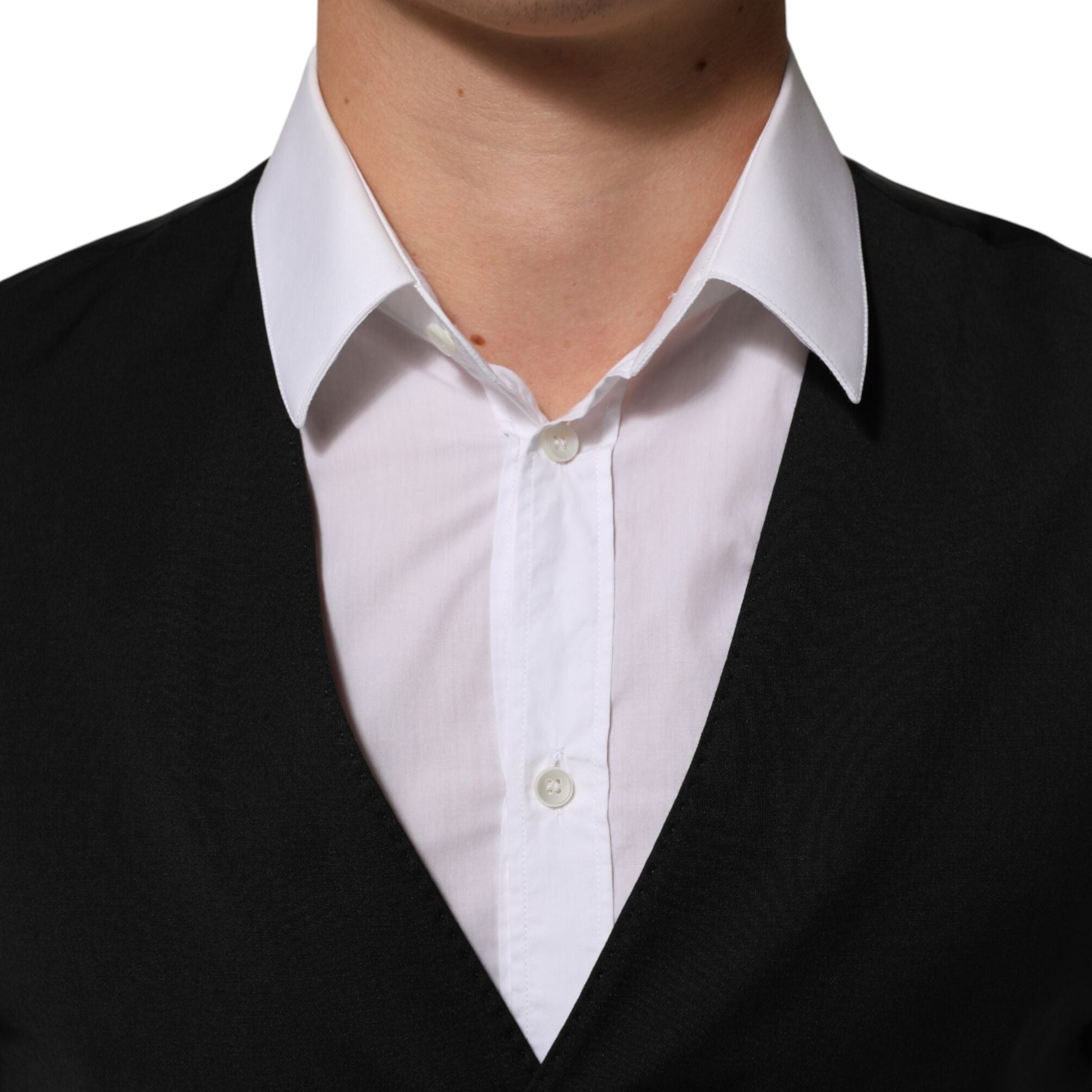 Dolce & Gabbana Black Polyester Dress Formal Waistcoat Vest