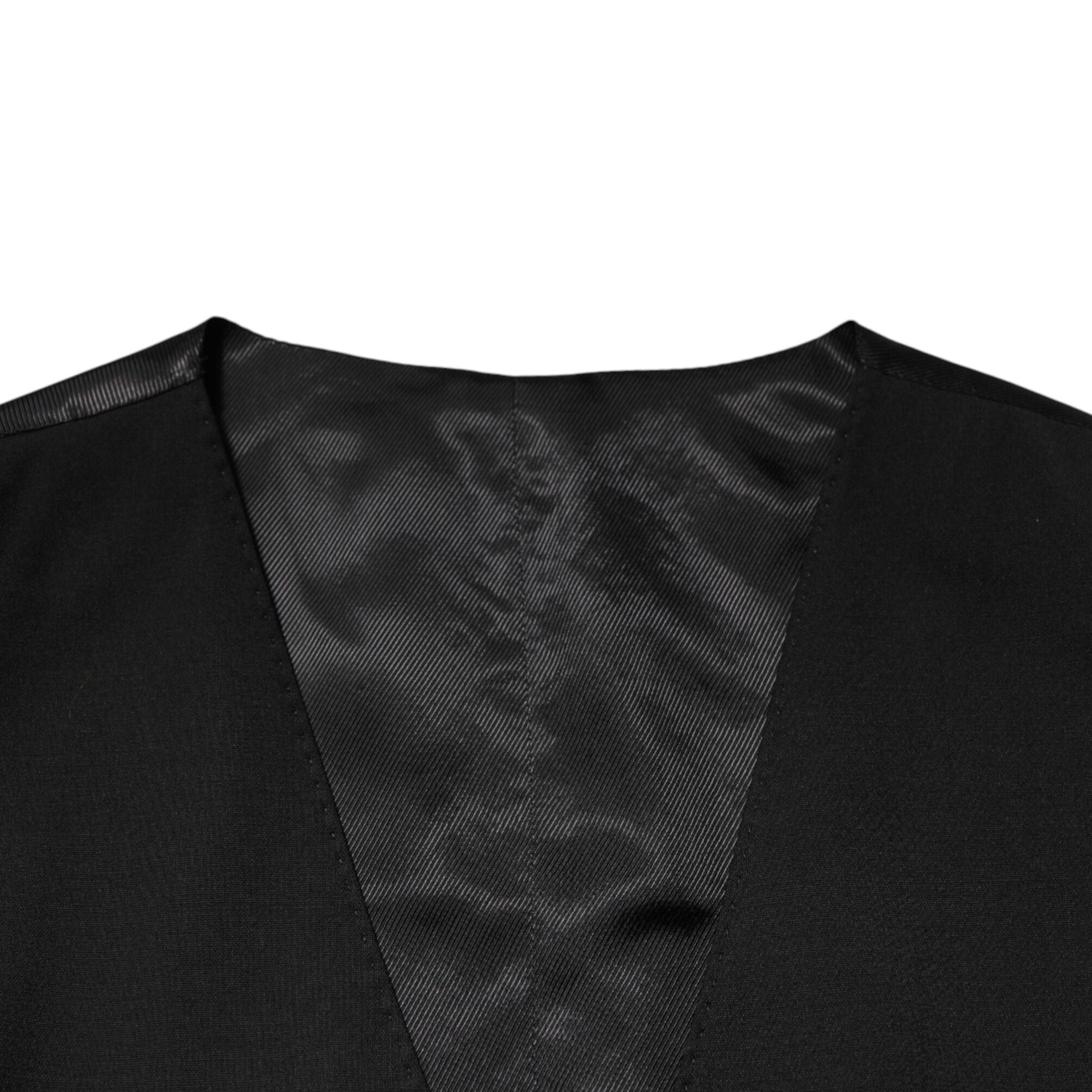 Dolce & Gabbana Black Polyester Dress Formal Waistcoat Vest