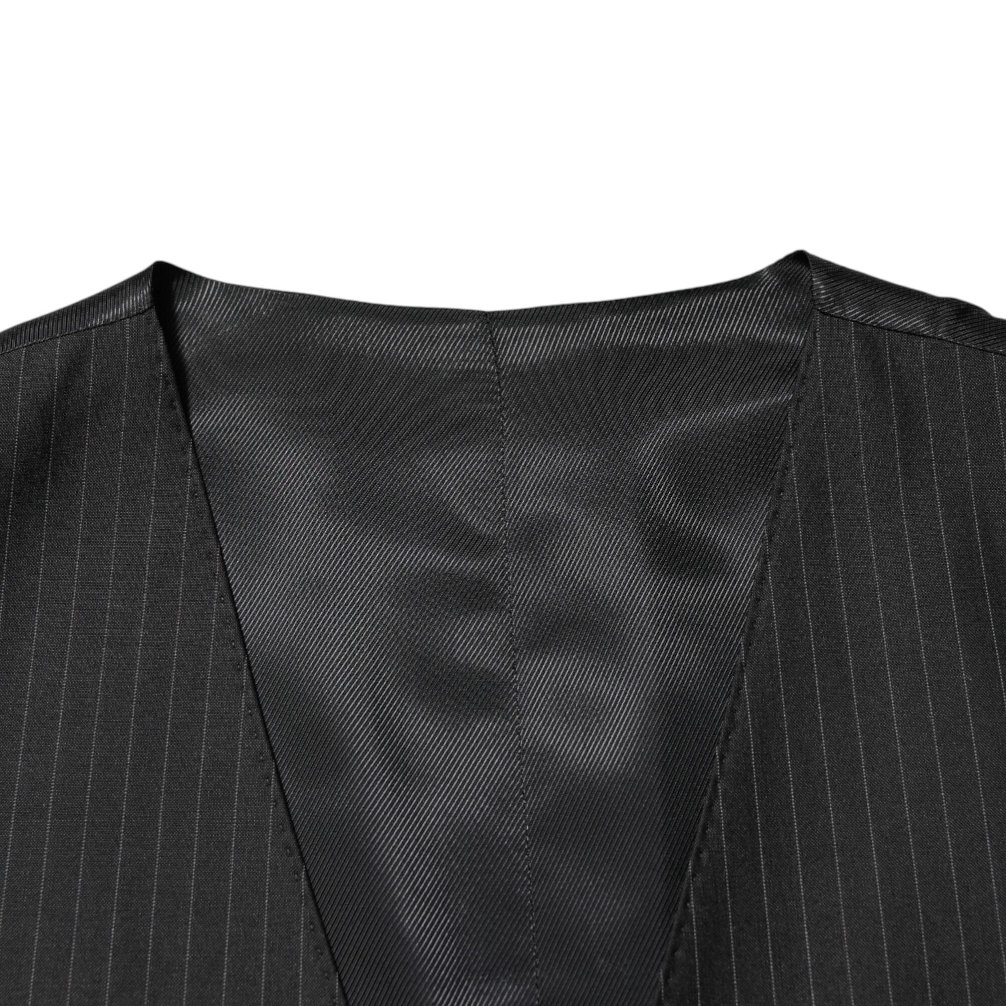 Dolce & Gabbana Black Wool Men Dress Formal Waistcoat Vest