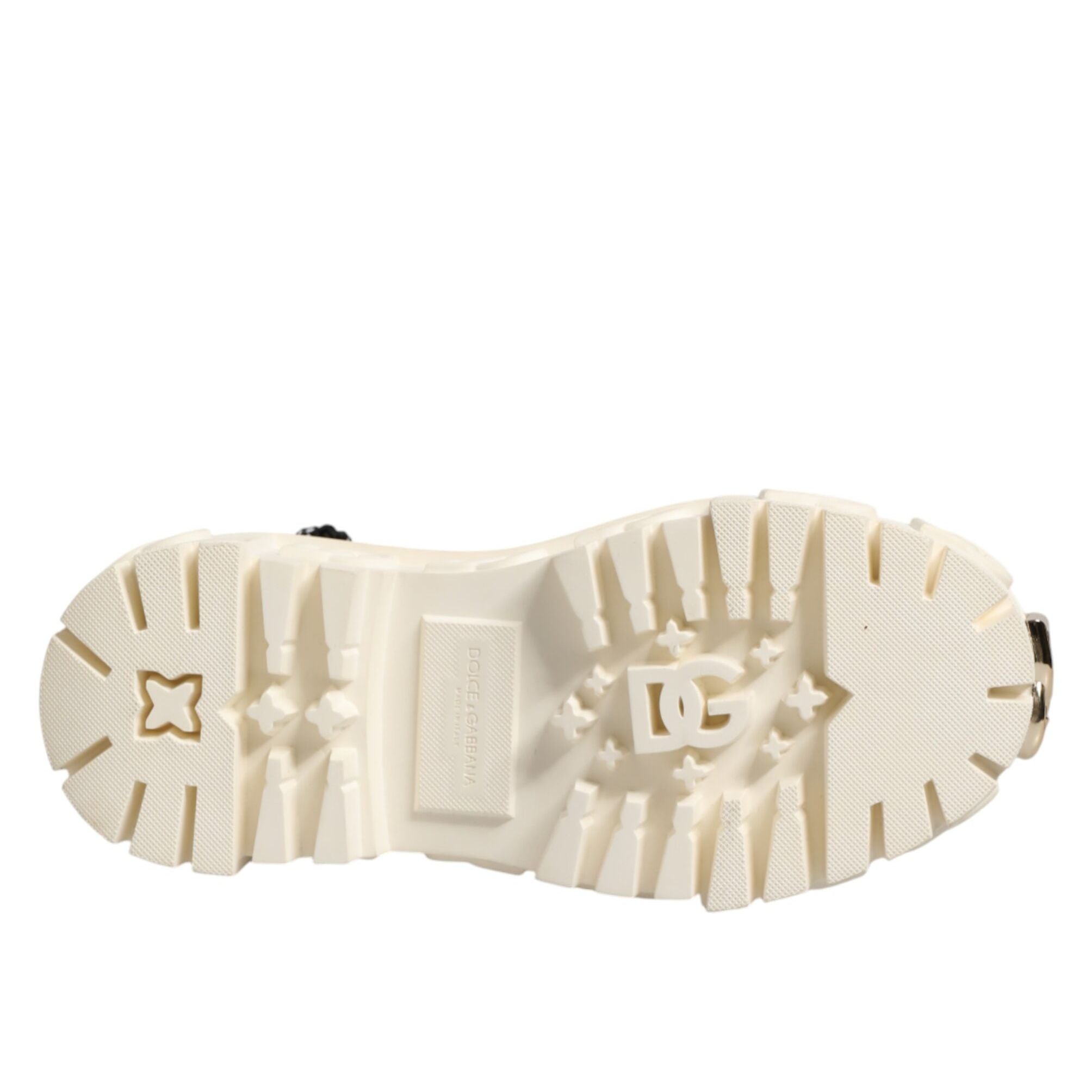 Dolce & Gabbana White Leather Rubber Logo Ankle Boots Shoes