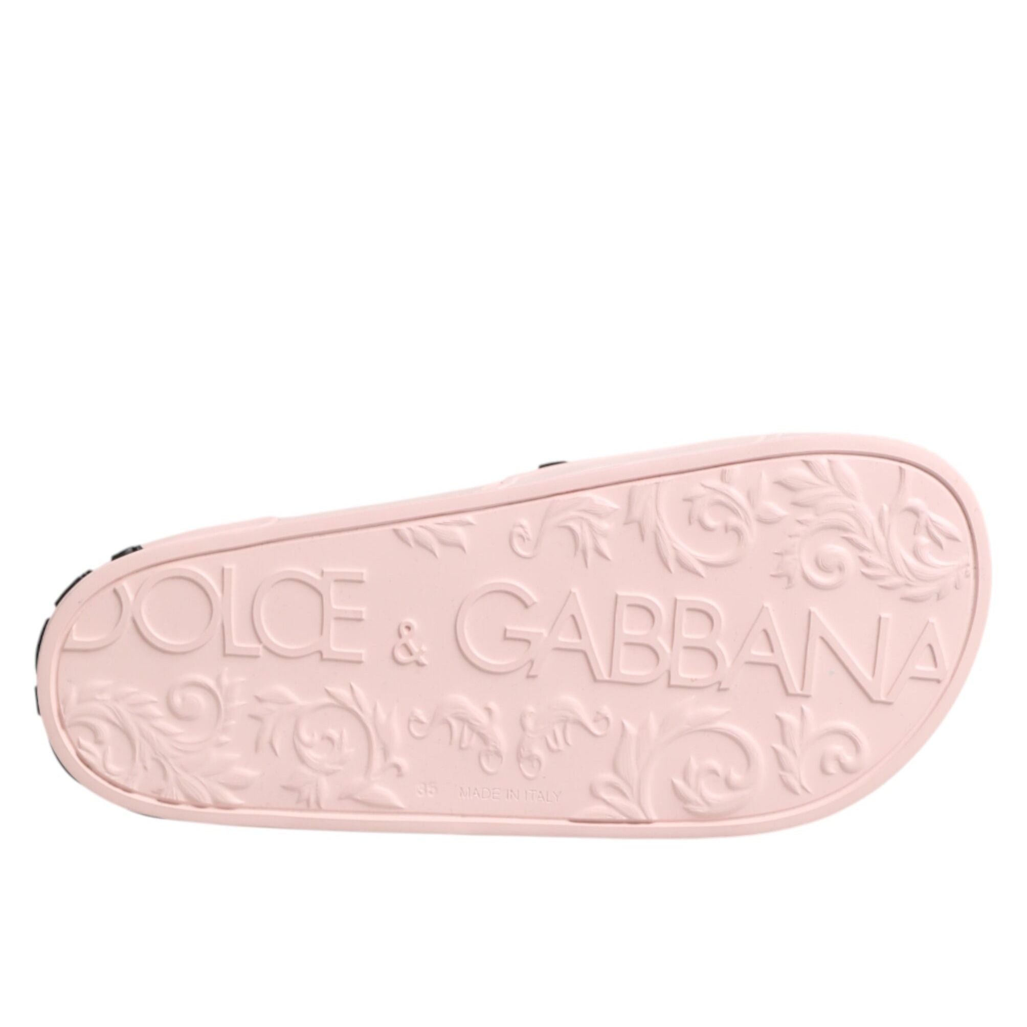 Dolce & Gabbana Pink Rubber Slides Sandals Beachwear Shoes