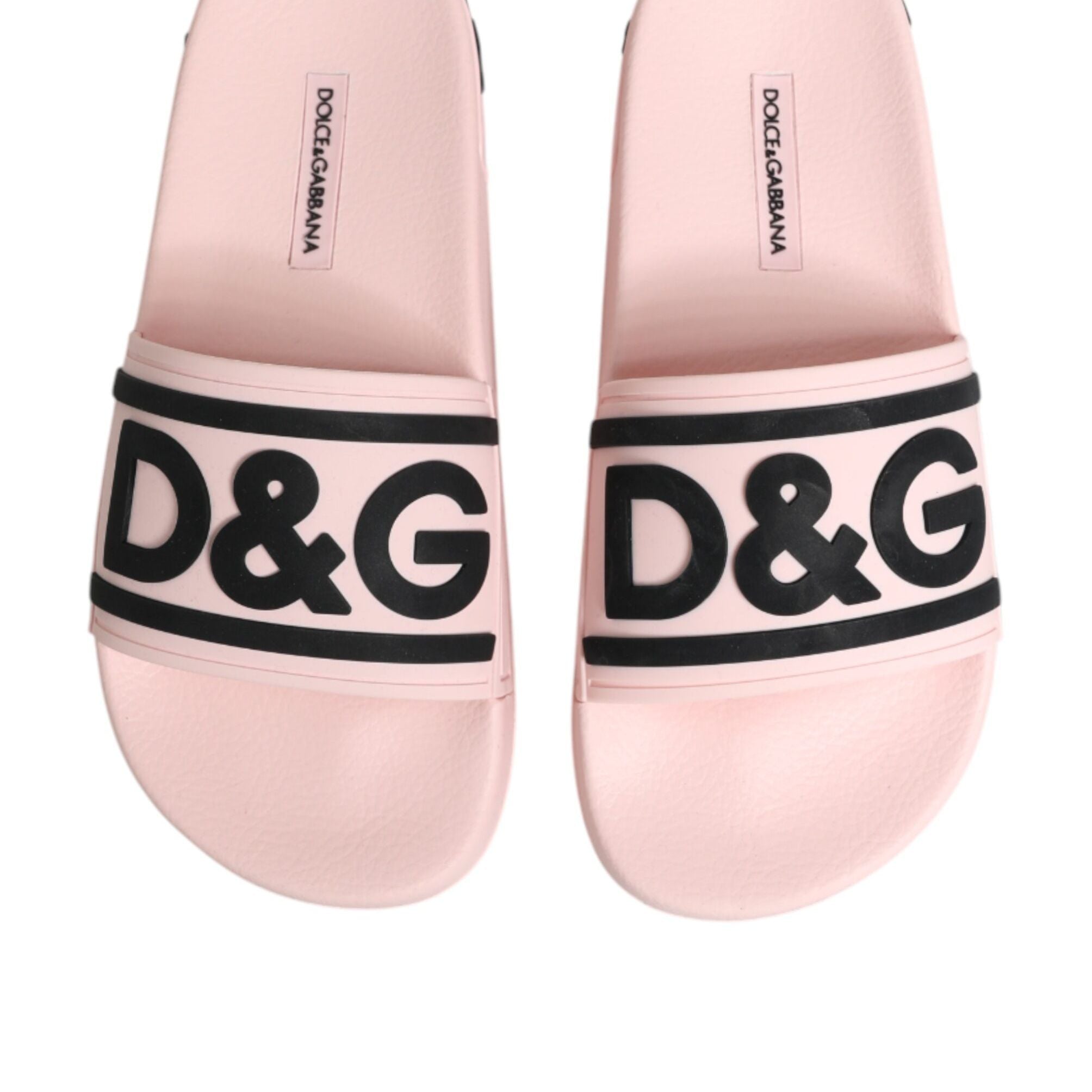 Dolce & Gabbana Pink Rubber Slides Sandals Beachwear Shoes