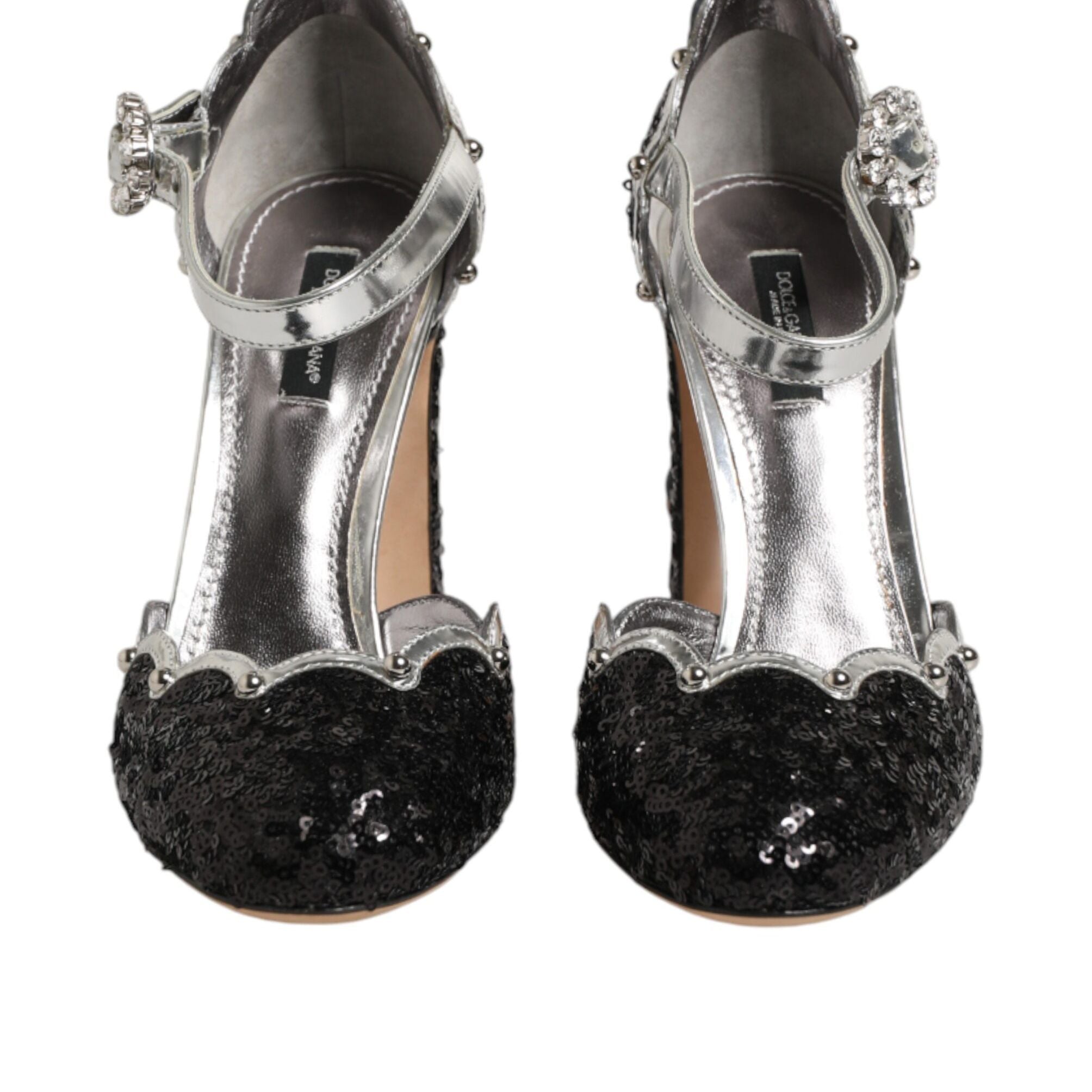Dolce & Gabbana Black Sequined Ankle Strap Sandals Shoes
