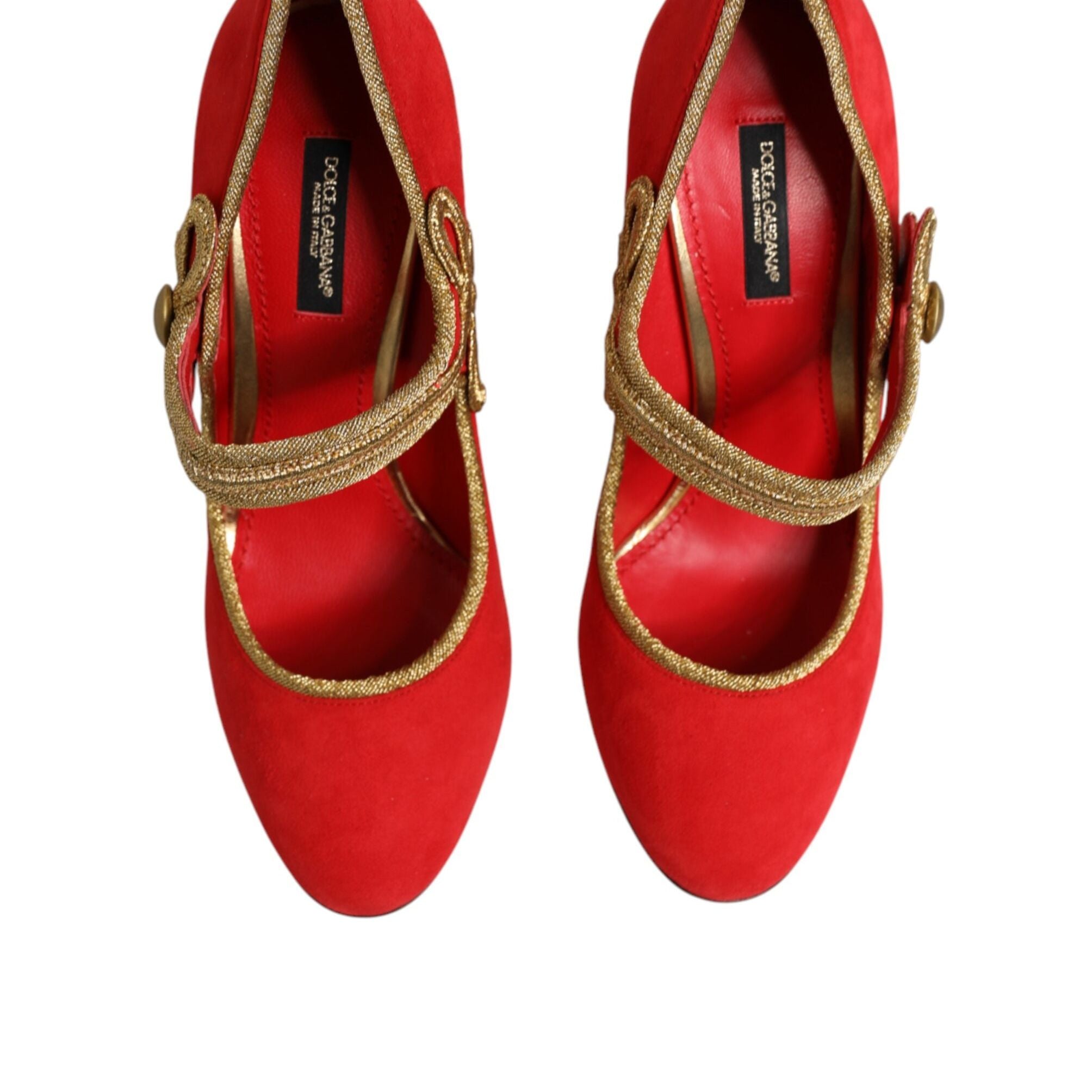 Dolce & Gabbana Red Embellished MARY JANES Pumps  Shoes