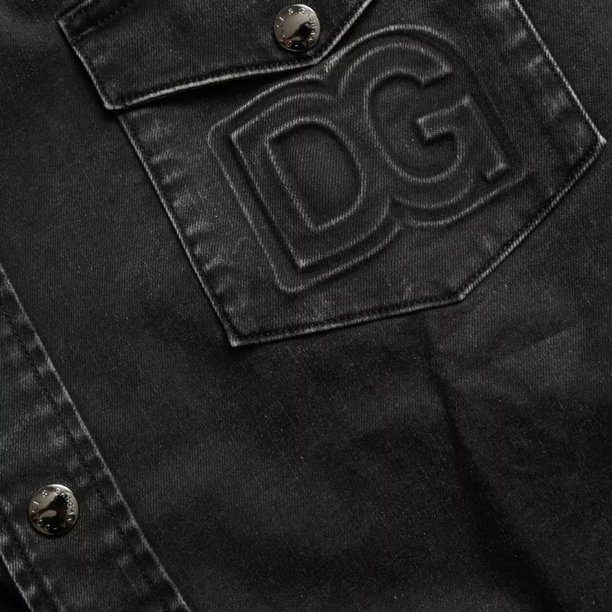 Dolce & Gabbana Black Cotton Long Sleeve Denim Casual Shirt
