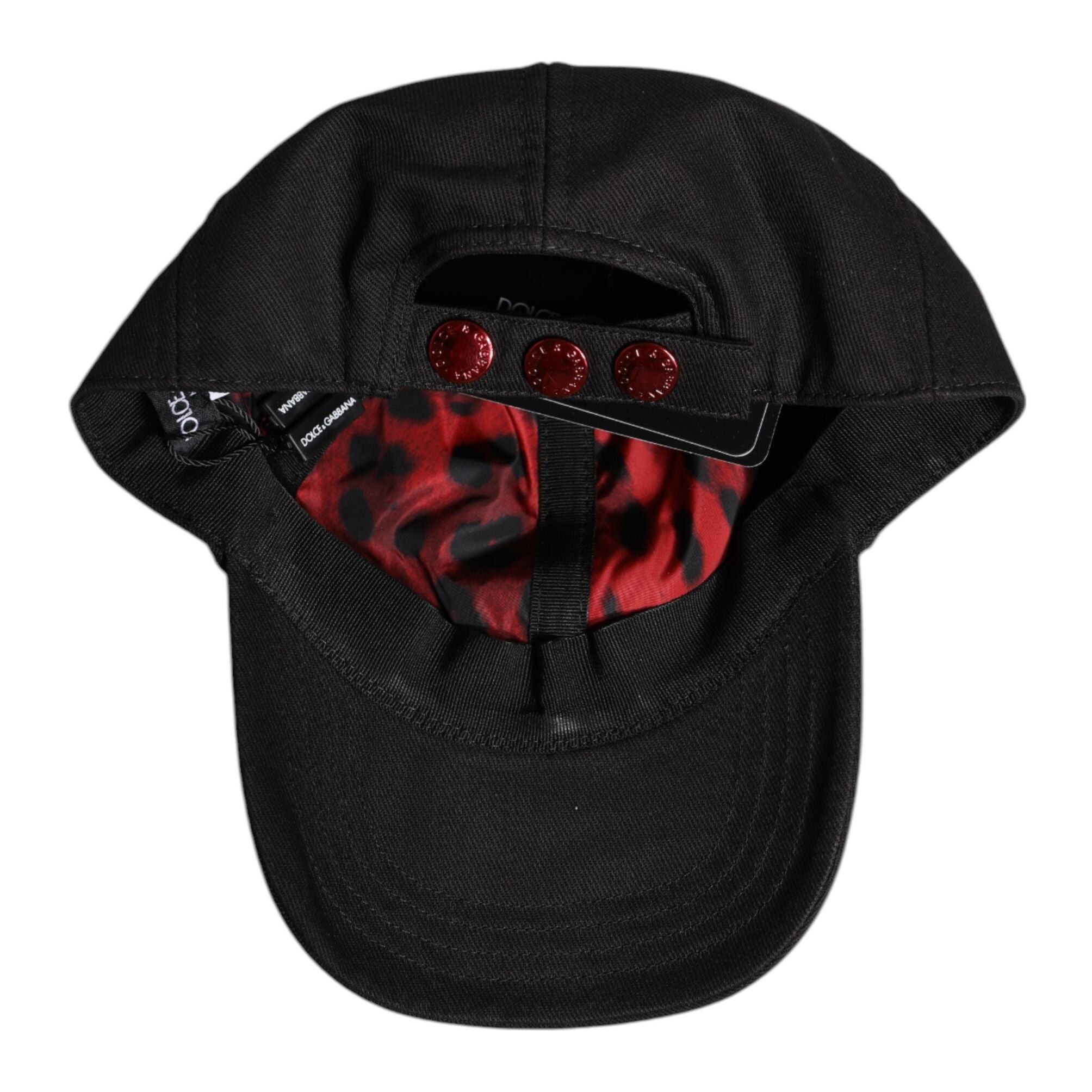Dolce & Gabbana Black Cotton Logo Patch 6 Panels Baseball Cap Hat