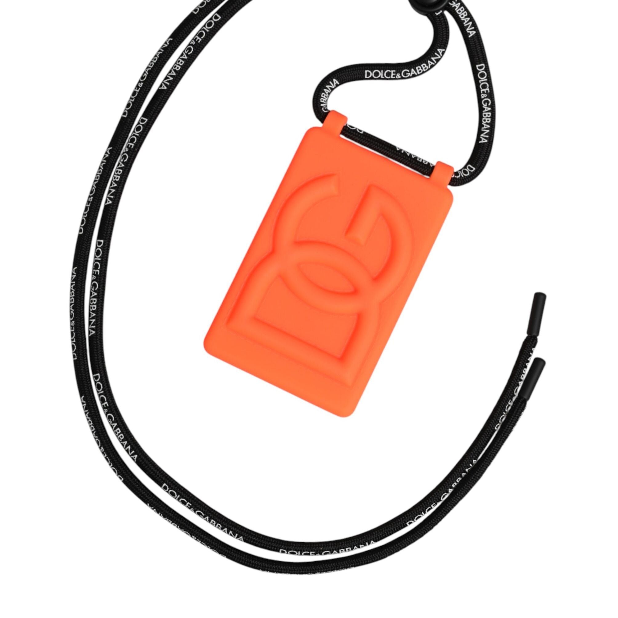 Dolce & Gabbana Holder Neon Orange Rubber DG Embossed Adjustable Badge