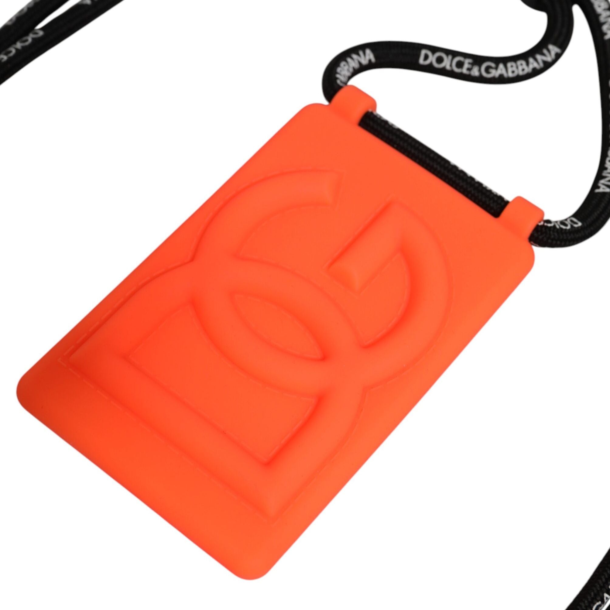 Dolce & Gabbana Holder Neon Orange Rubber DG Embossed Adjustable Badge
