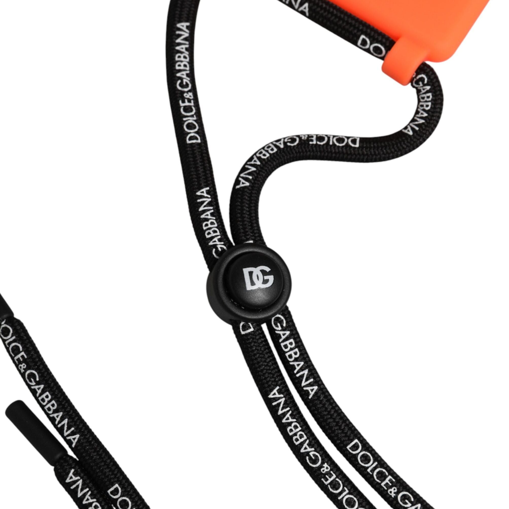 Dolce & Gabbana Holder Neon Orange Rubber DG Embossed Adjustable Badge