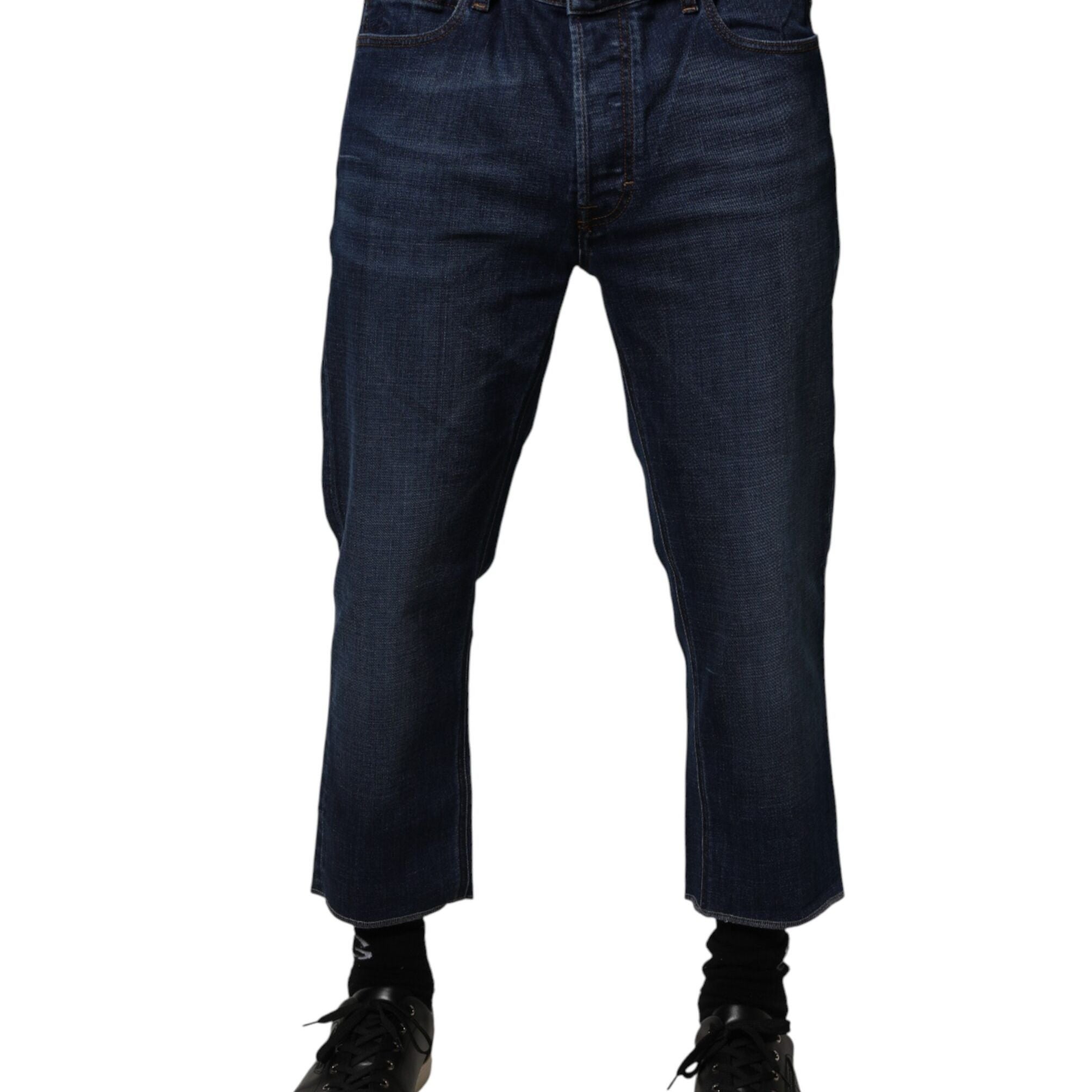 Vivienne Westwood Blue Mid Waist Cotton Men Cropped Denim Jeans
