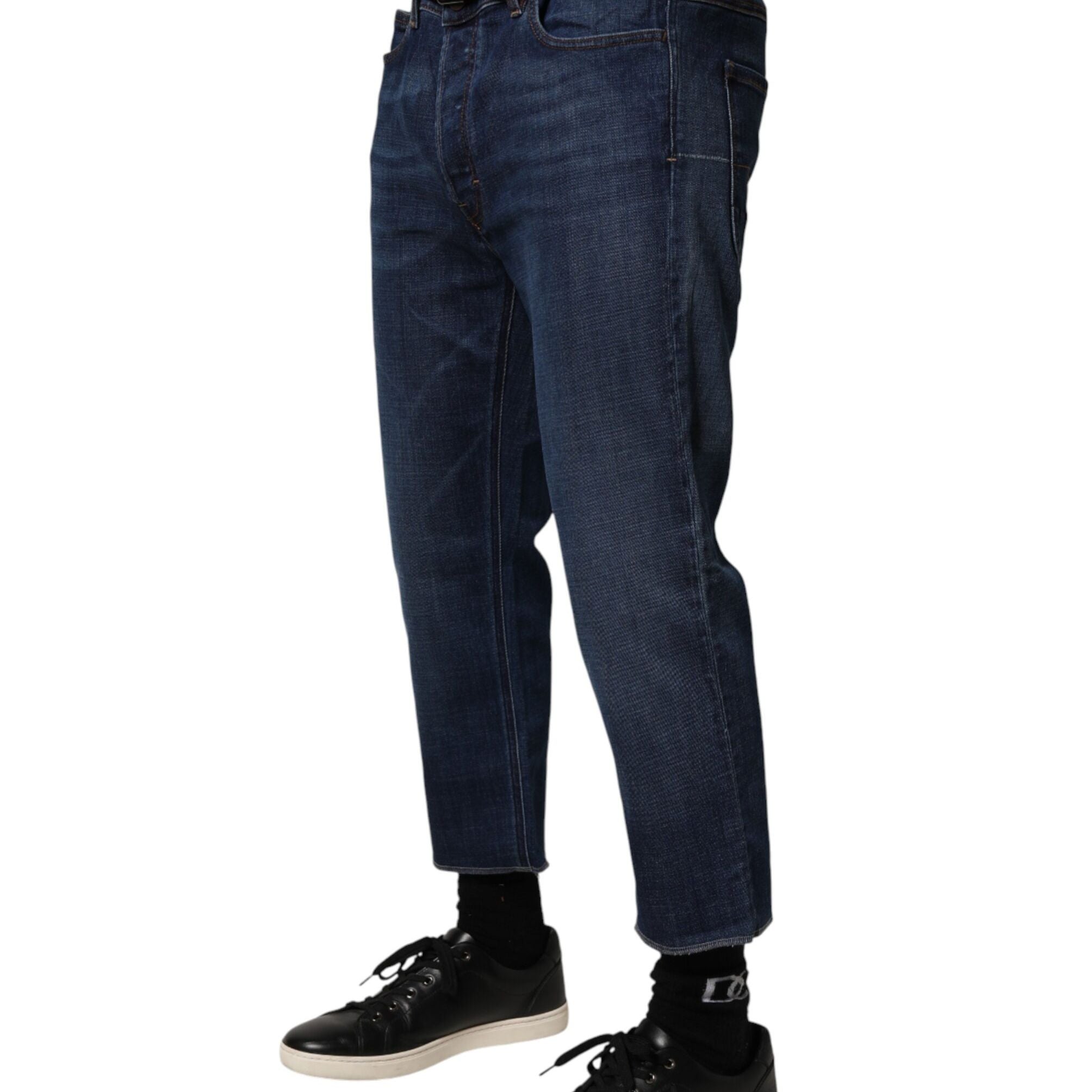 Vivienne Westwood Blue Mid Waist Cotton Men Cropped Denim Jeans