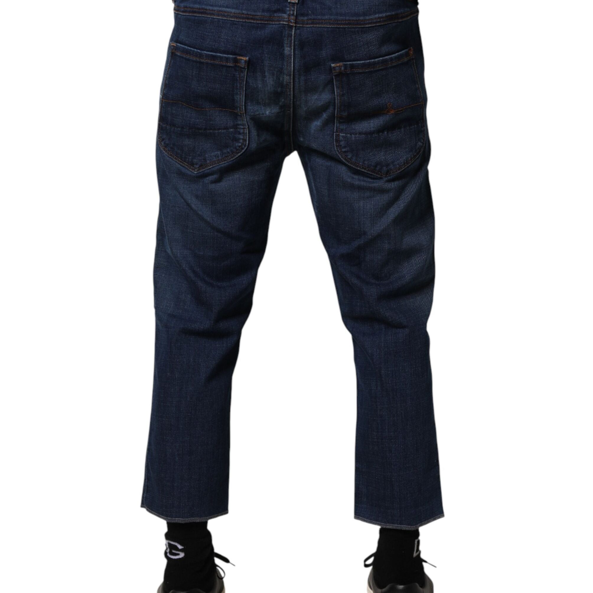 Vivienne Westwood Blue Mid Waist Cotton Men Cropped Denim Jeans